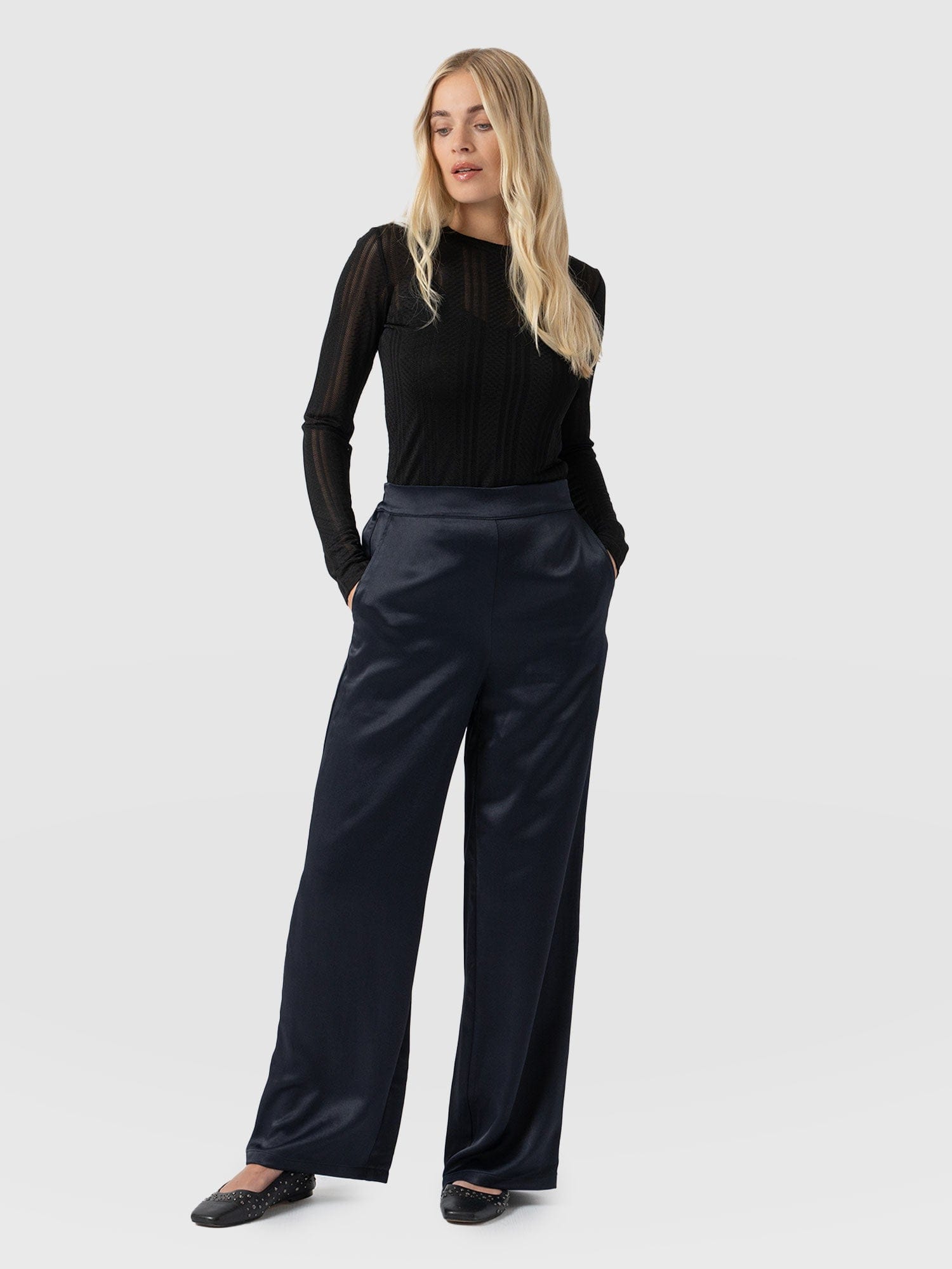 Langley Wide Leg Pant Navy - Women's Trousers | Saint + Sofia® UK