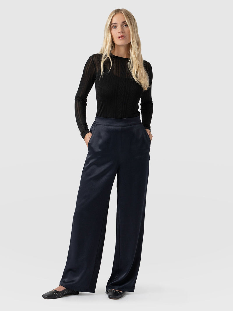 Langley Wide Leg Pant Navy - Women's Trousers | Saint and Sofia® UK