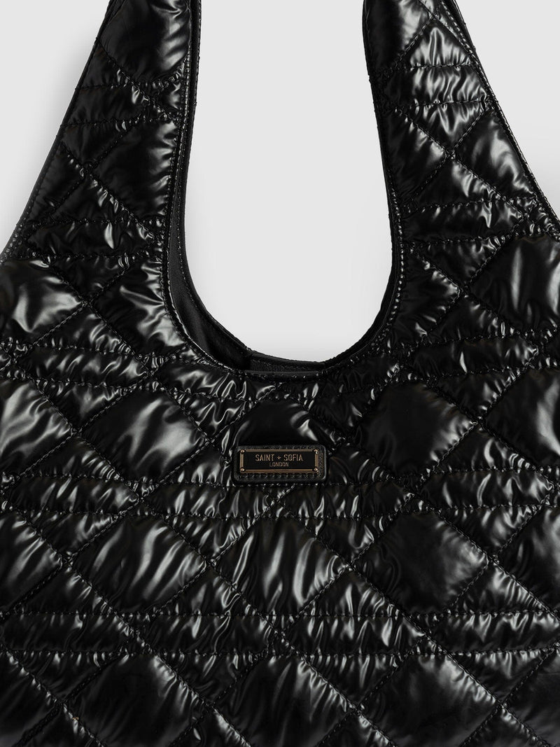 Large Stella Quilted Shoulder Tote Bag Black - Women's Bags | Saint + Sofia® UK