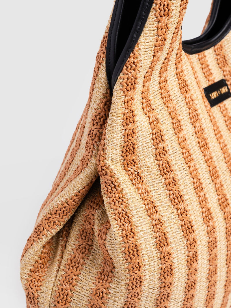 Large Stella Shoulder Tote Bag - Orange Raffia - Women's Handbags | Saint + Sofia® UK