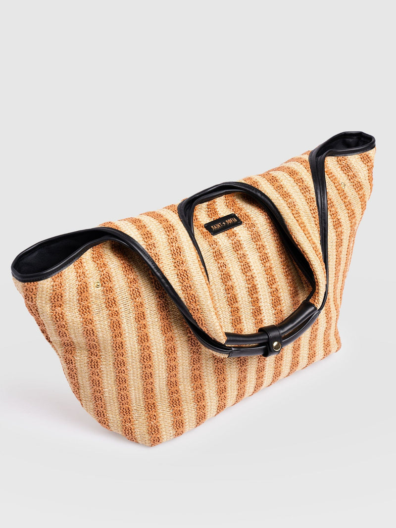 Large Stella Shoulder Tote Bag - Orange Raffia - Women's Handbags | Saint + Sofia® UK