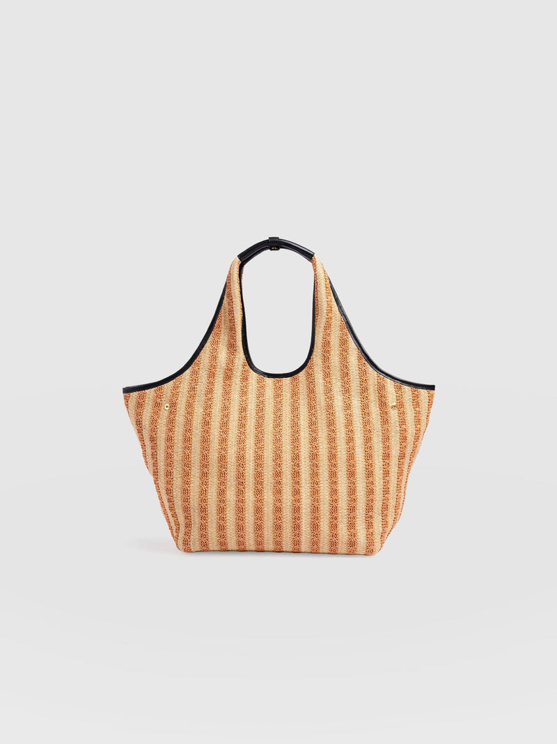 Large Stella Shoulder Tote Bag - Orange Raffia