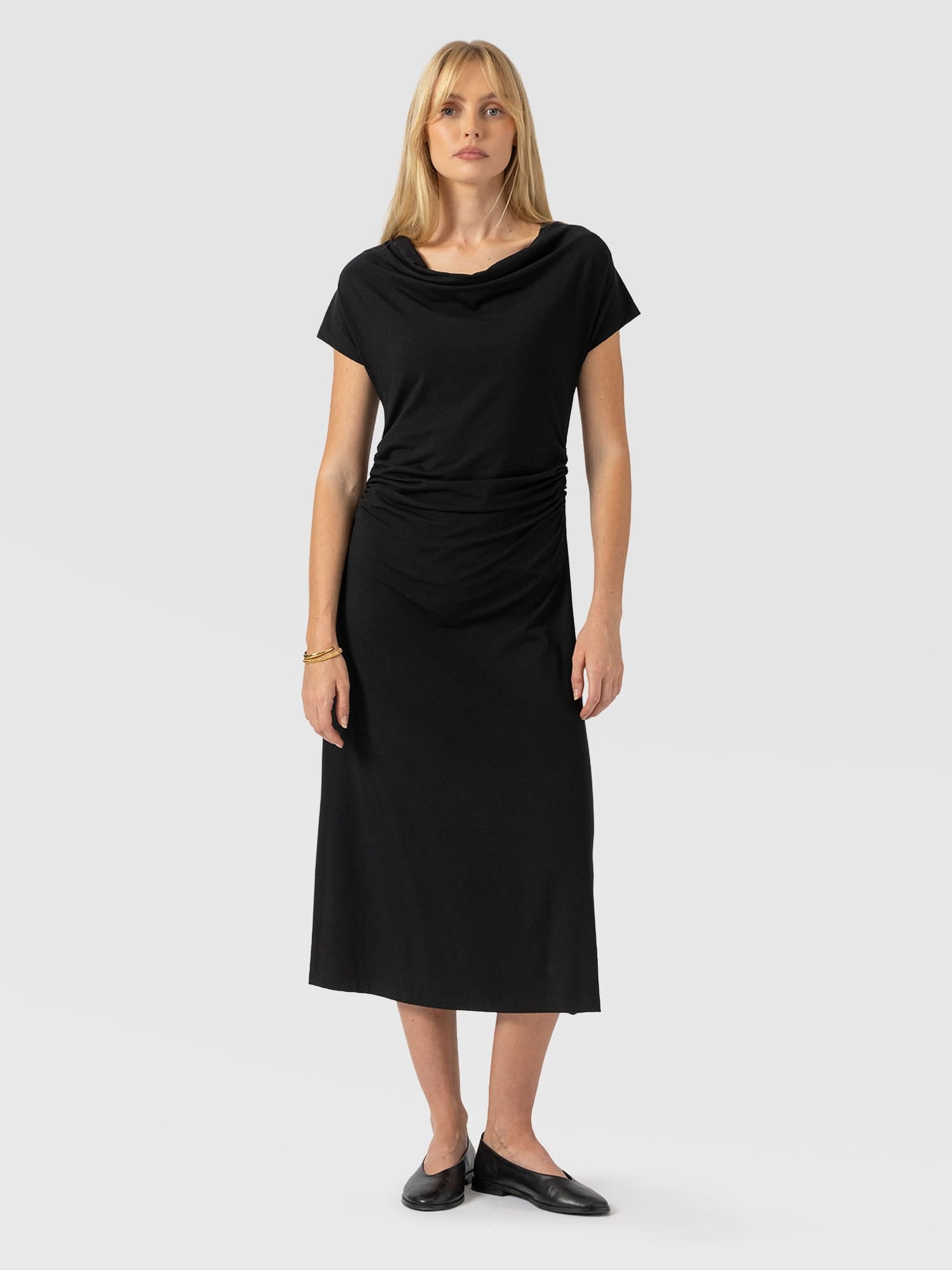 Laurie Cowl Neck Dress - Black
