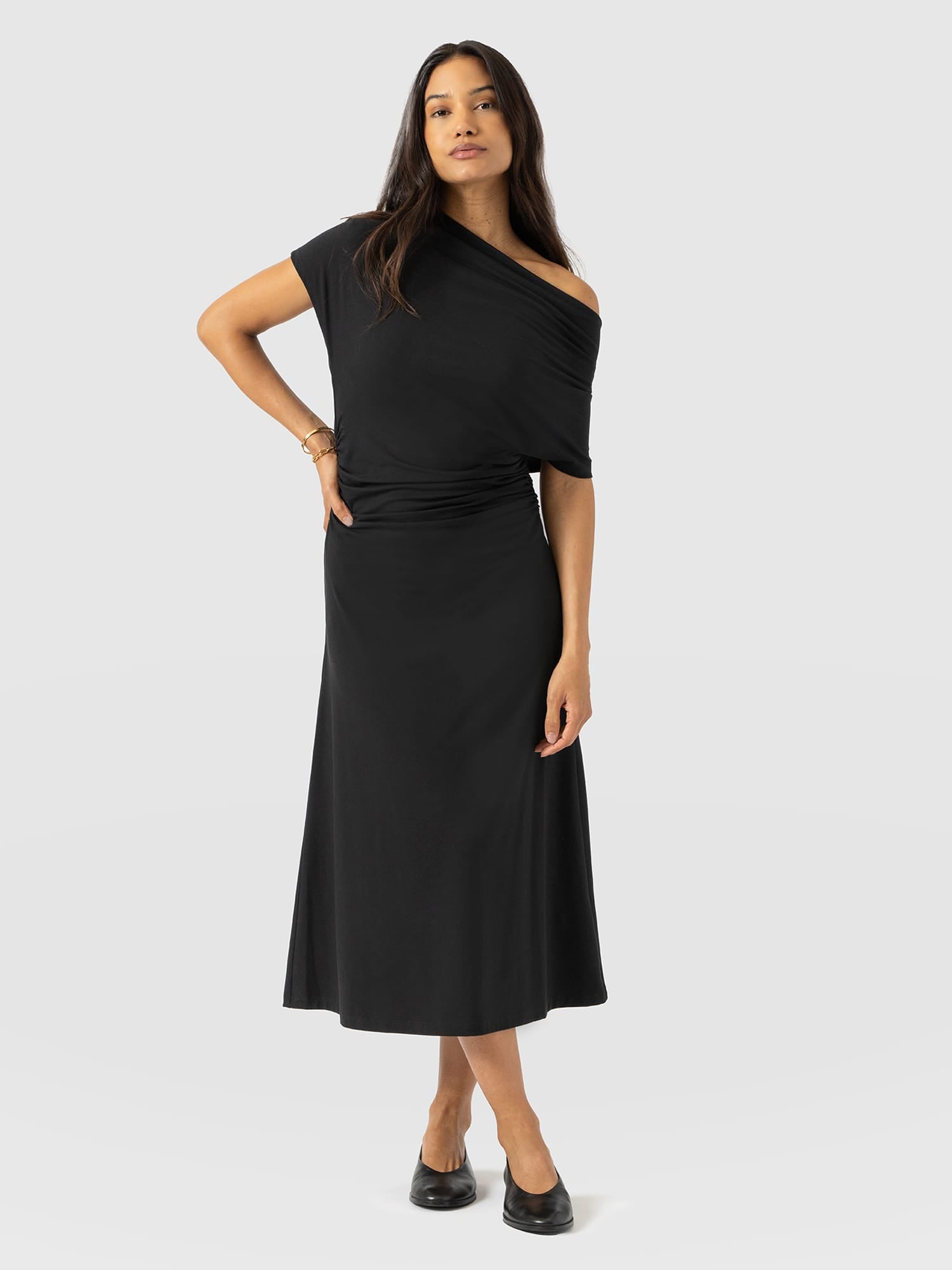Laurie Cowl Neck Dress - Black - Women's Dresses | Saint + Sofia® UK