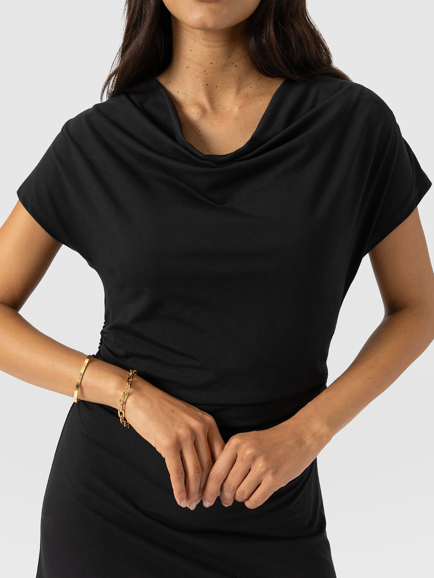 Laurie Cowl Neck Dress - Black - Women's Dresses | Saint + Sofia® UK