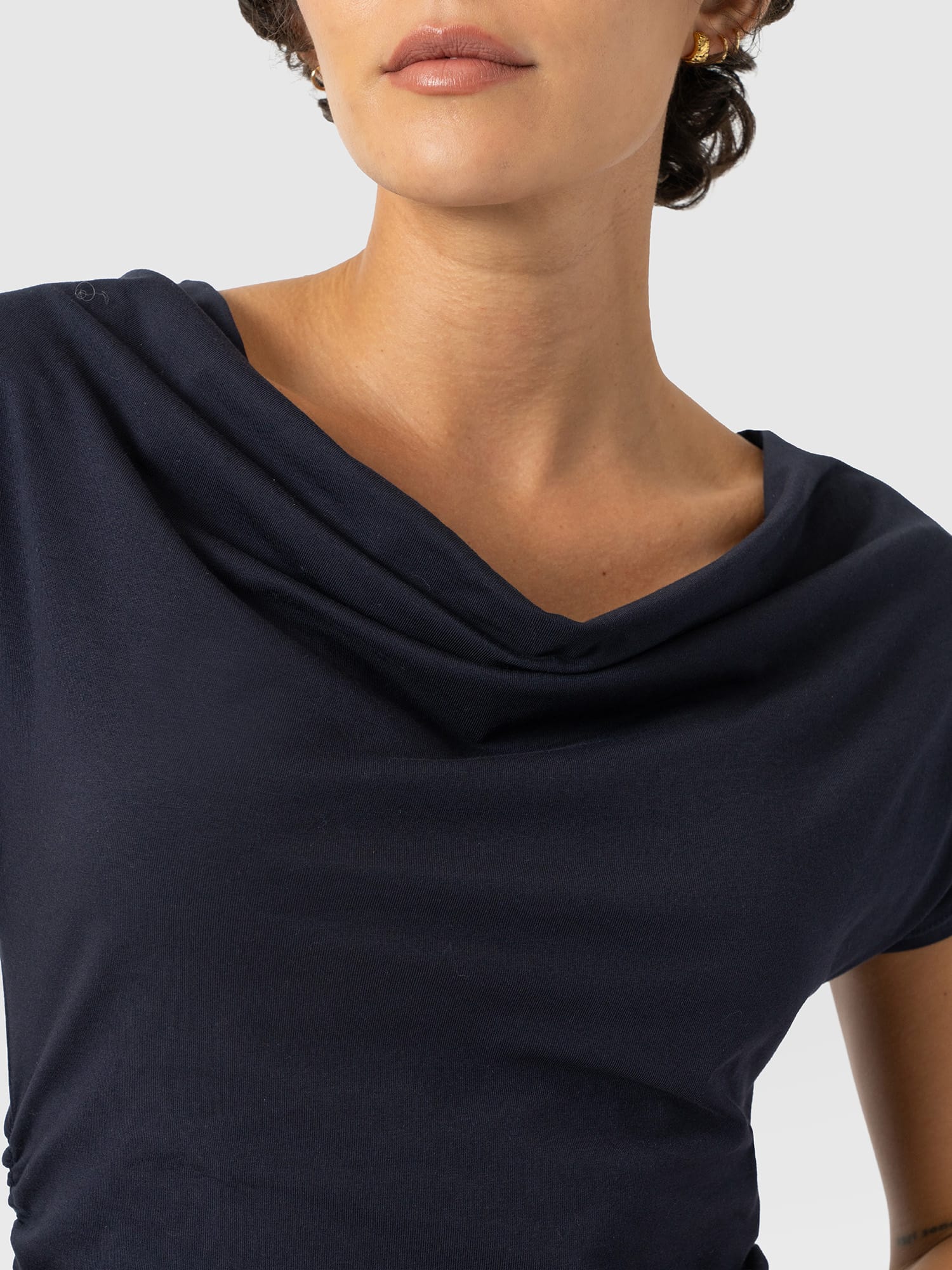 Laurie Cowl Neck Dress - Navy