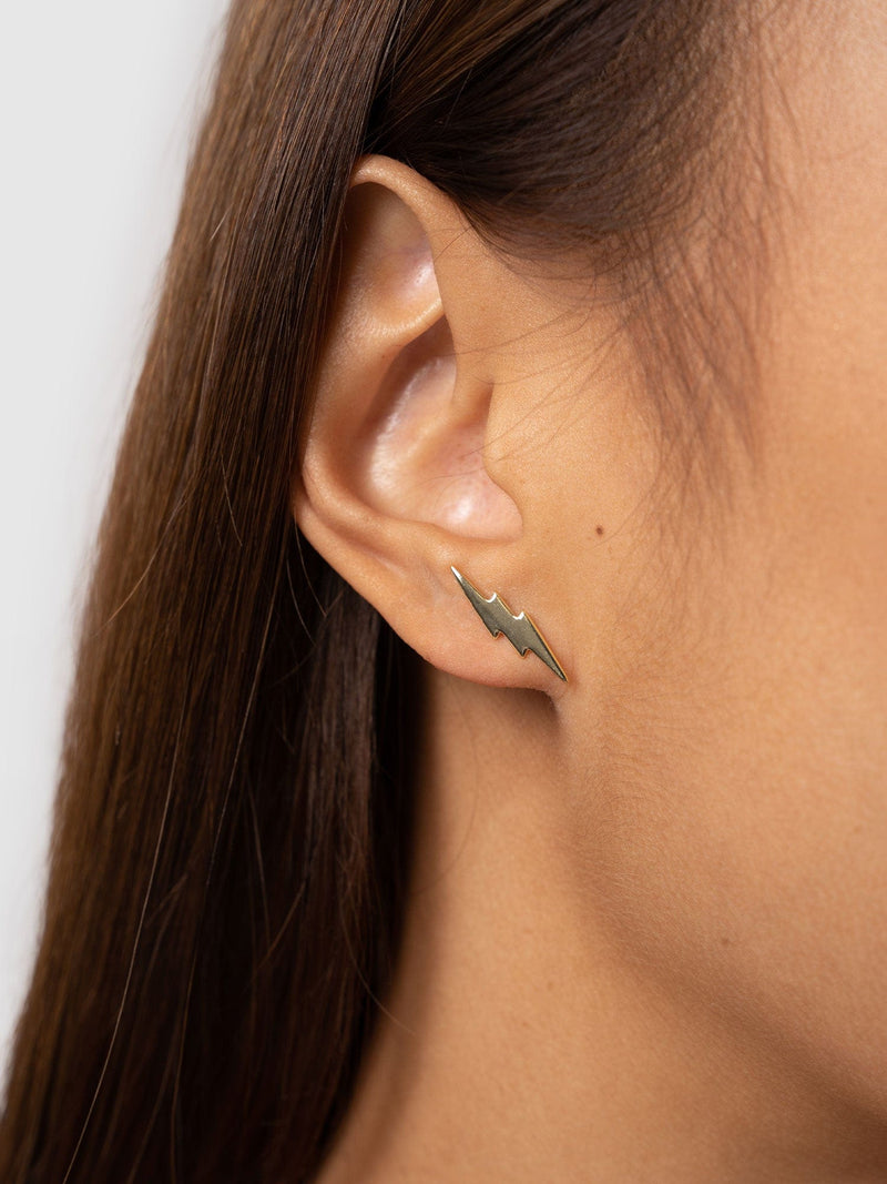 Lightning Bolt Stud Earrings Gold - Women's Earrings | Saint + Sofia® UK