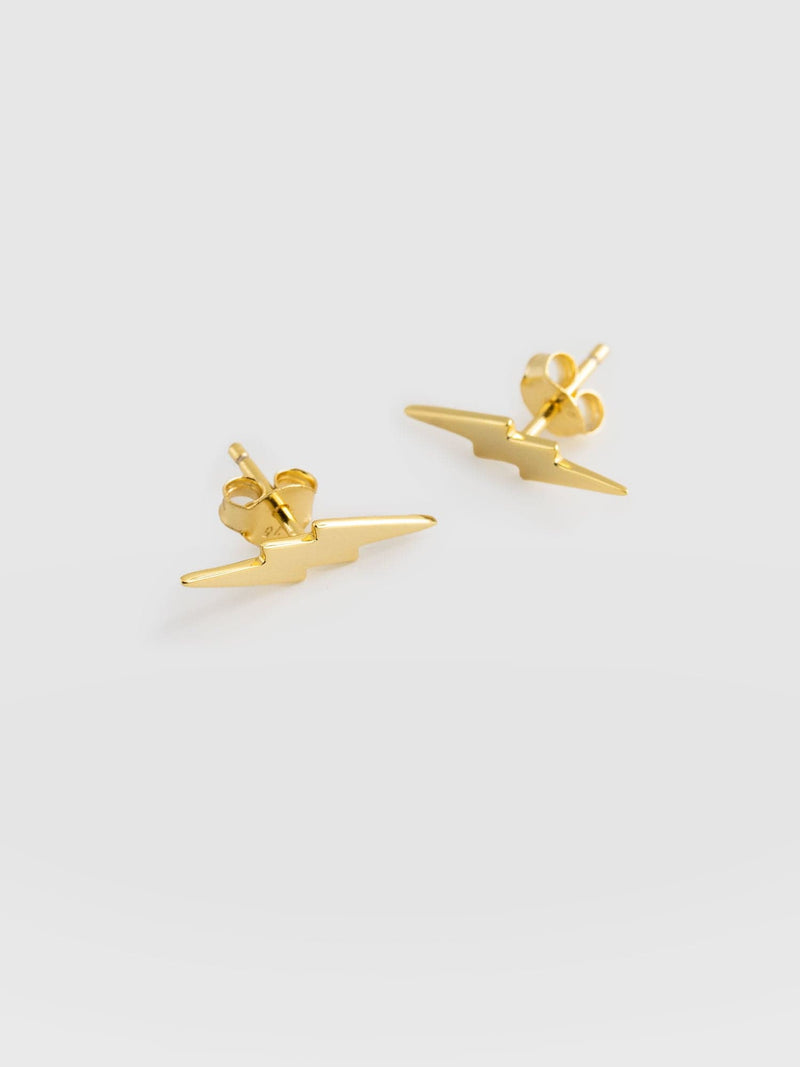 Lightning Bolt Stud Earrings Gold - Women's Earrings | Saint + Sofia® UK