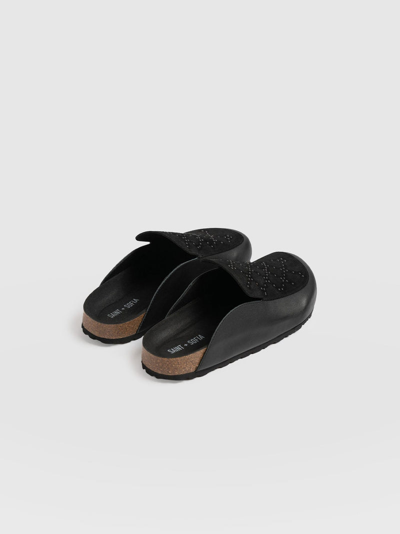 Lottie Studded Clogs Black - Women's Shoes | Saint + Sofia® UK