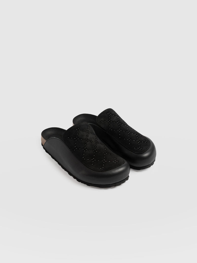Lottie Studded Clogs Black - Women's Shoes | Saint + Sofia® UK