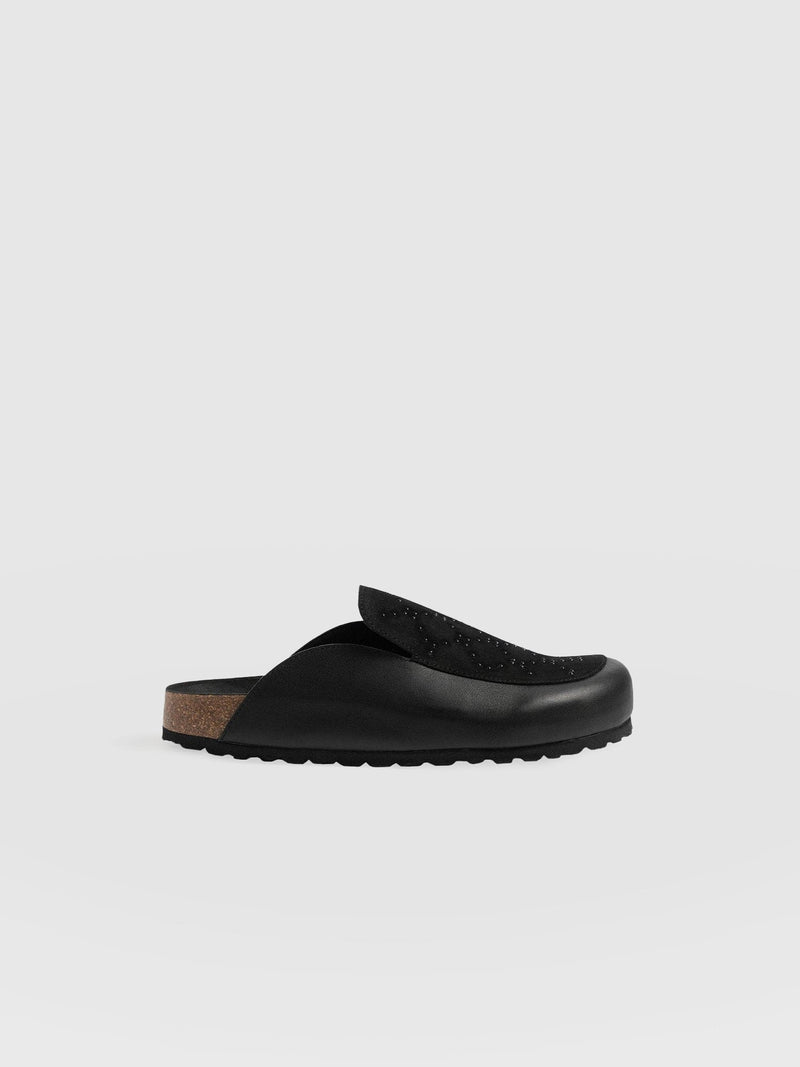 Lottie Studded Clogs Black - Women's Shoes | Saint + Sofia® UK