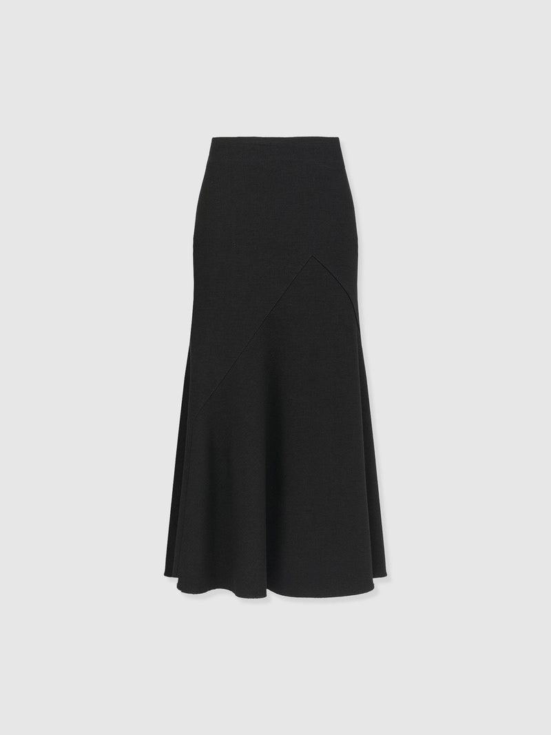 Piper Panelled Skirt - Black Boucle - Women's Skirts | Saint + Sofia® UK