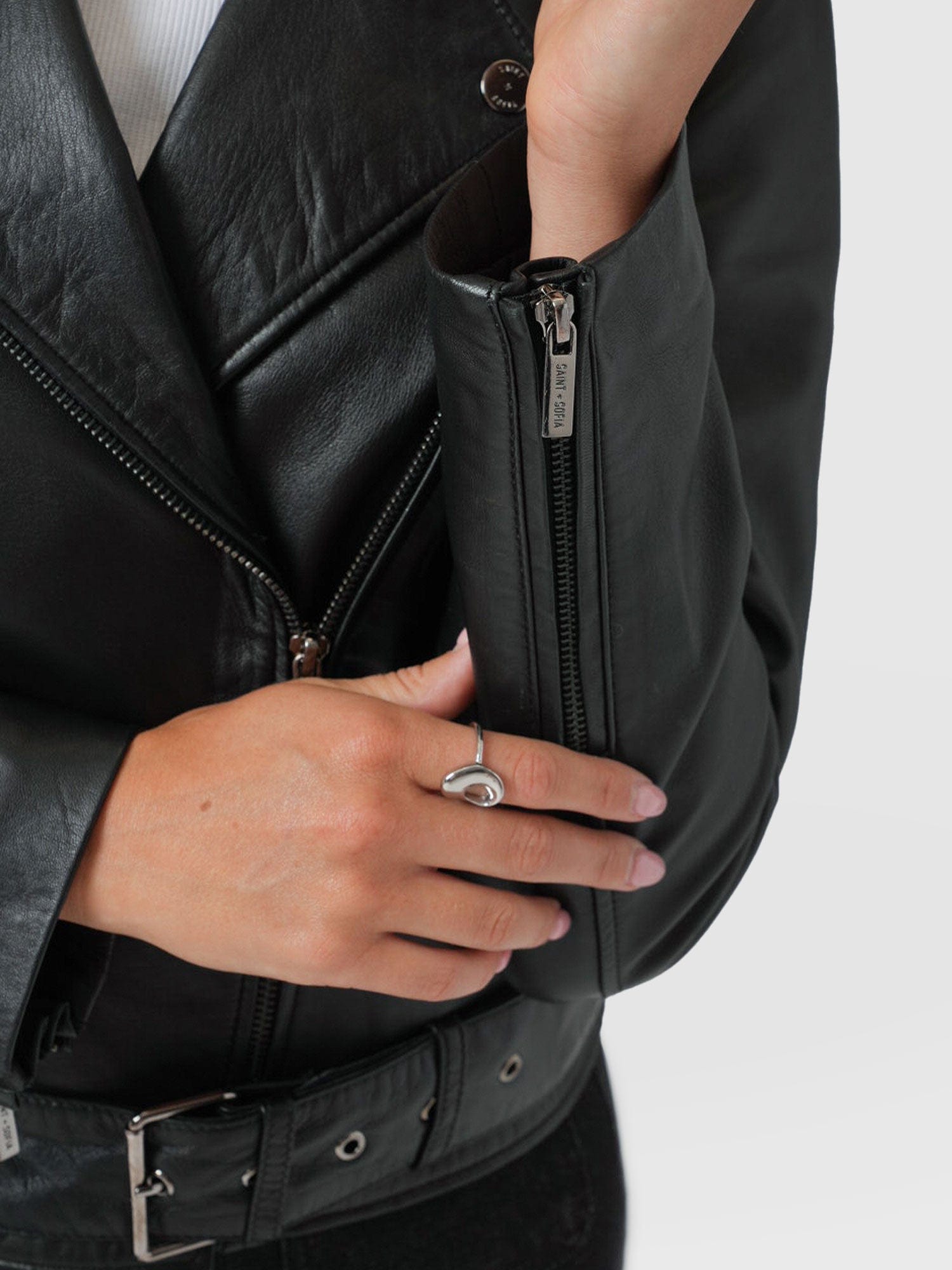 Luther Leather Jacket Black - Women's Leather Jacket | Saint + Sofia® UK
