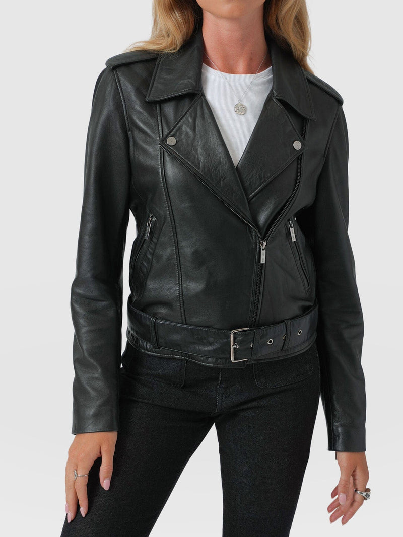 Luther Leather Jacket Black - Women's Leather Jacket | Saint + Sofia® UK