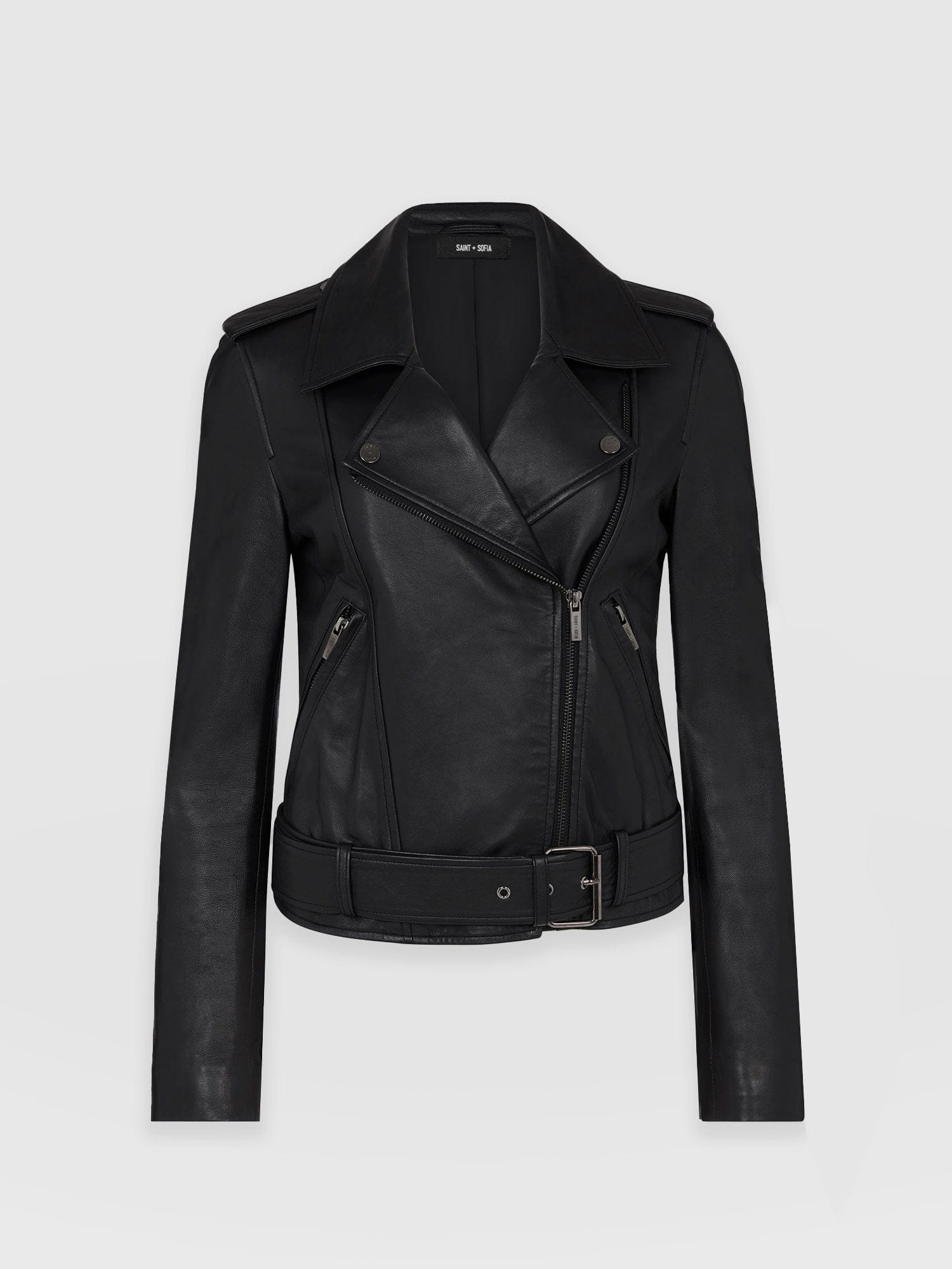 Luther Leather Jacket Black - Women's Leather Jacket | Saint + Sofia® UK