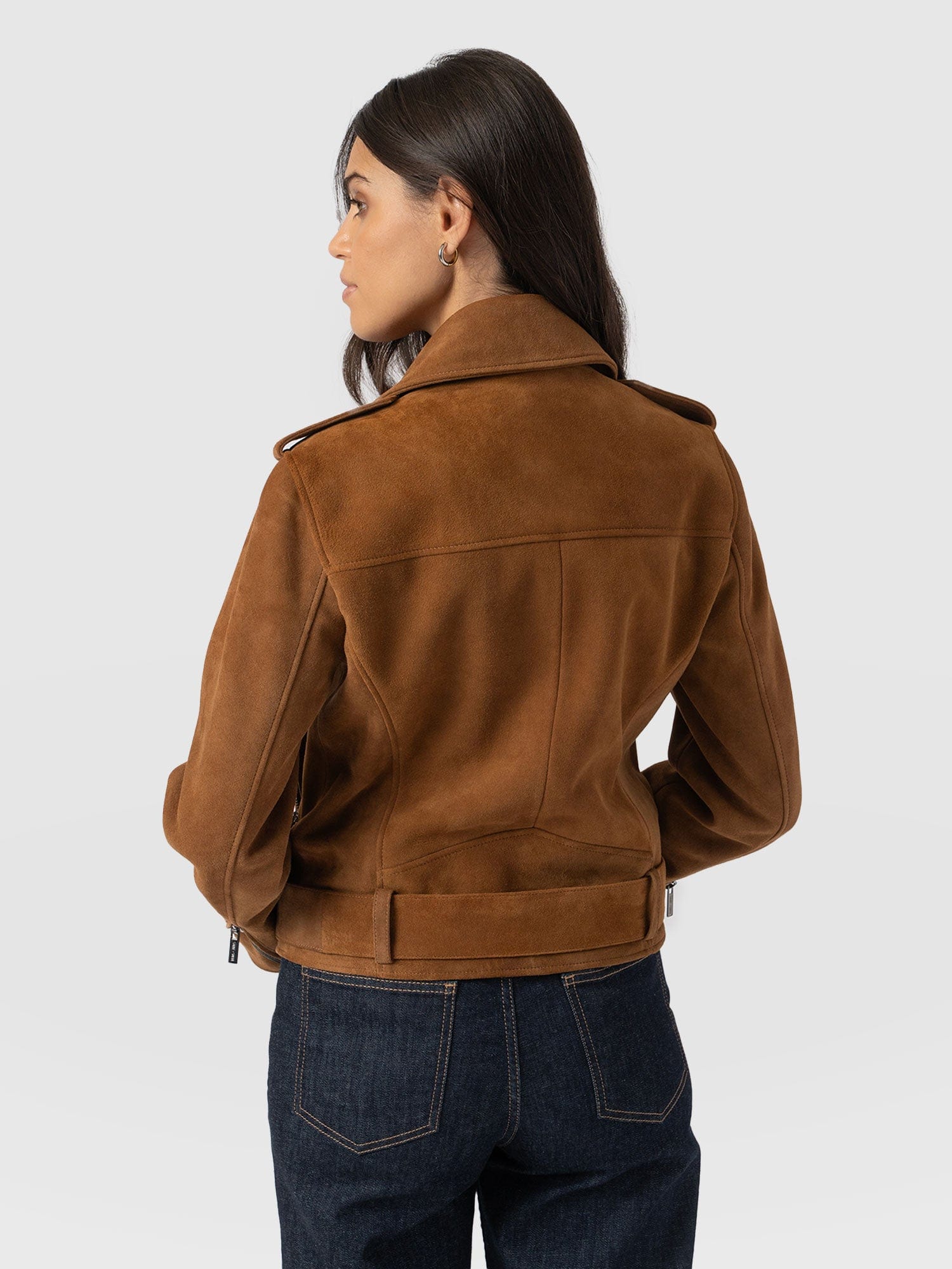 Luther Suede Jacket - Camel - Women's Leather Jacket | Saint + Sofia® UK