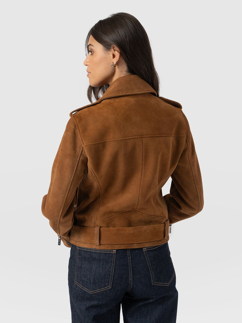 Luther Suede Jacket - Camel - Women's Leather Jacket | Saint + Sofia® UK