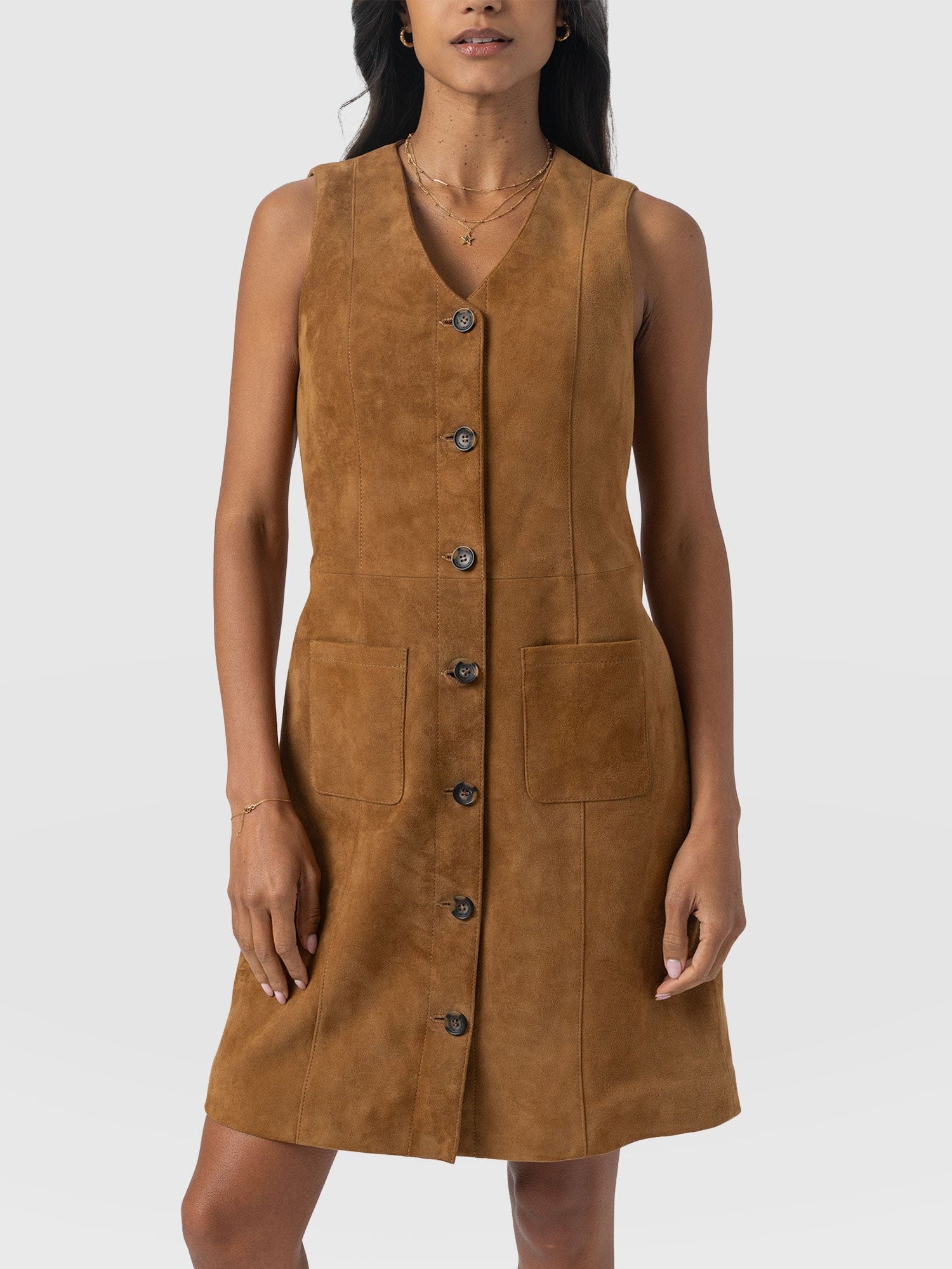 Luther Suede Mini Dress - Camel - Women's Dresses | Saint + Sofia® UK