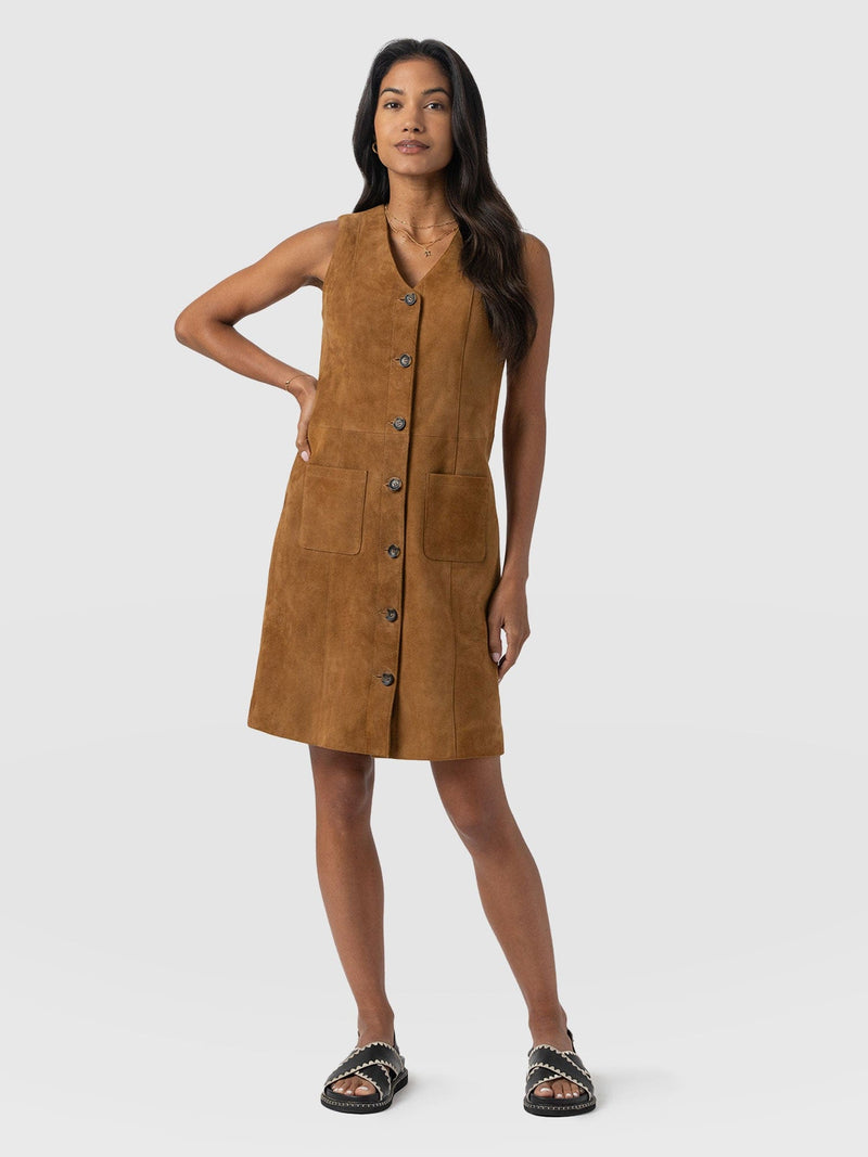 Luther Suede Mini Dress - Camel - Women's Dresses | Saint + Sofia® UK