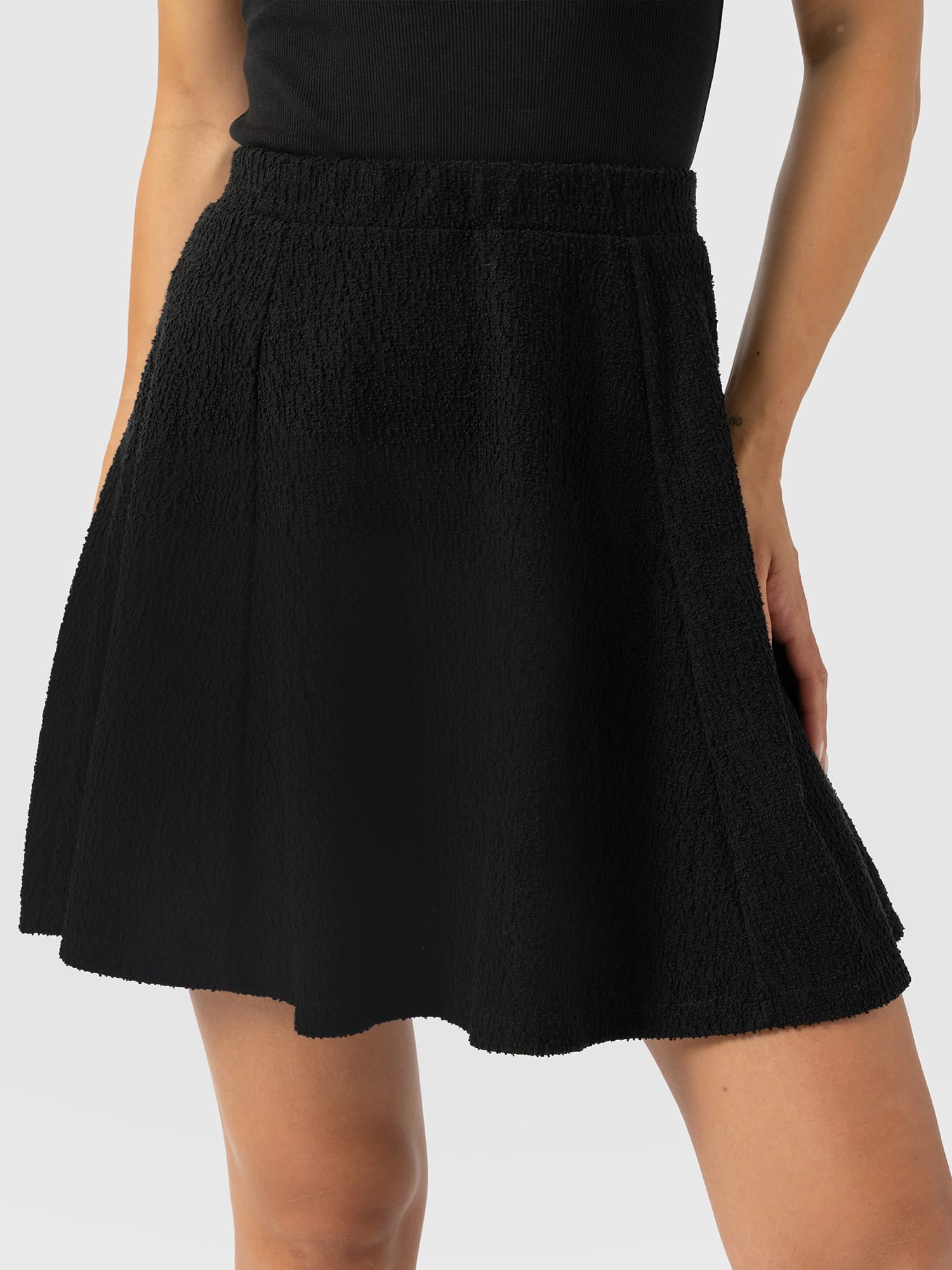 Macie Mini Skirt - Black Boucle