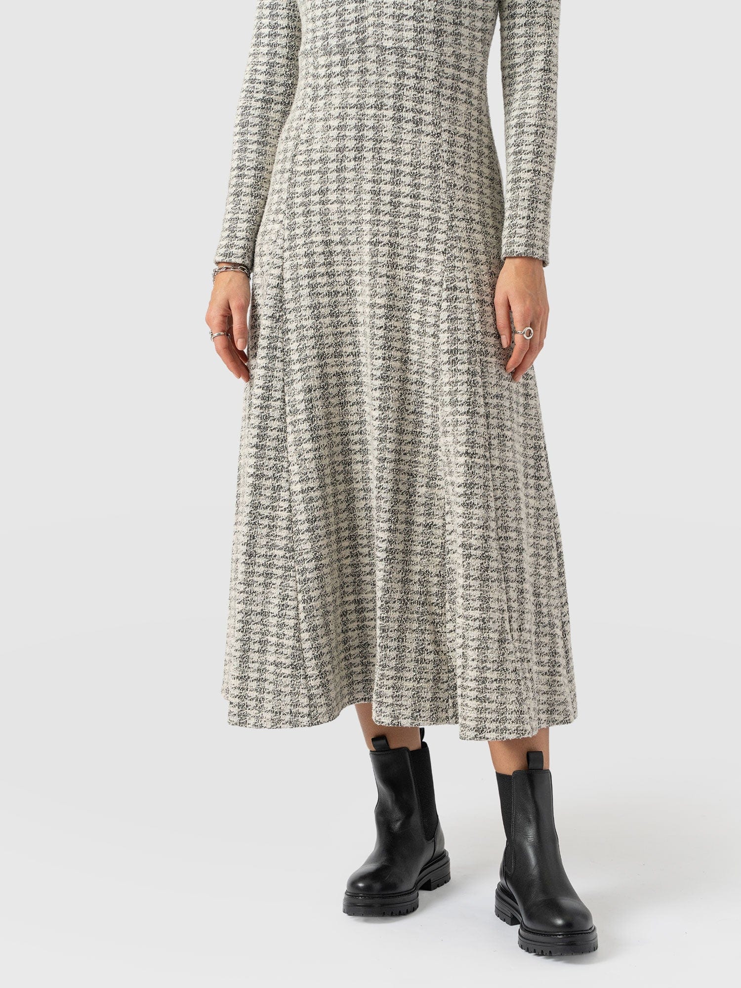 Macie Zip Up Dress - Cream Boucle - Women's Dresses | Saint + Sofia® UK