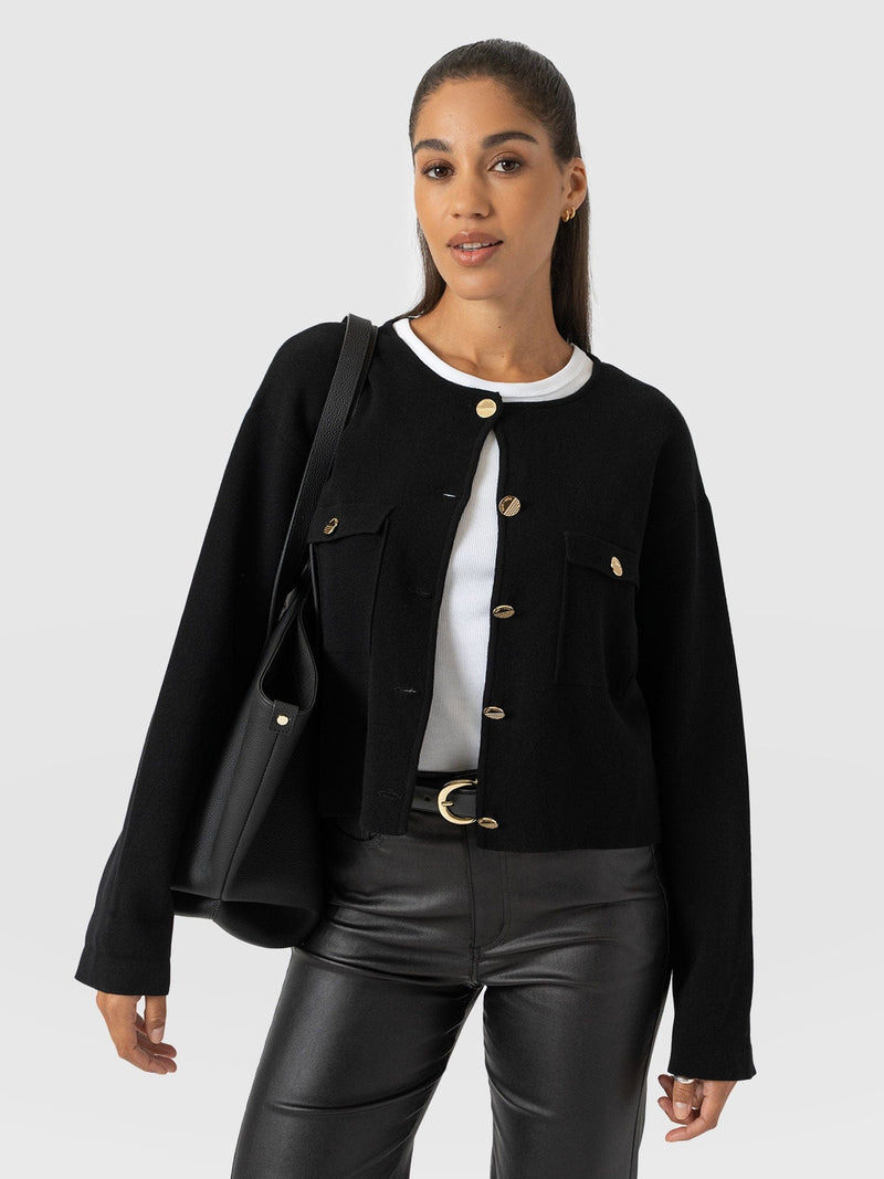 Maeva Knit Jacket - Black - Women's Jackets | Saint + Sofia® UK