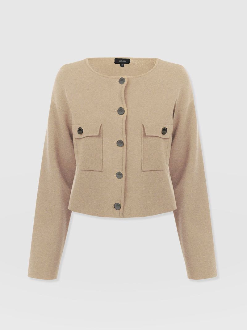 Maeva Knit Jacket Cream - Women's Wool Jacket | Saint and Sofia® UK