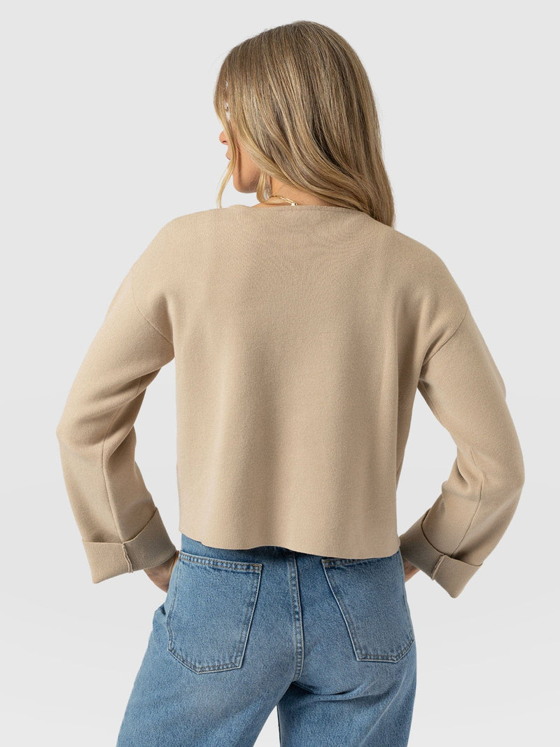 Maeva Knit Jacket Cream - Women's Wool Jacket | Saint and Sofia® UK