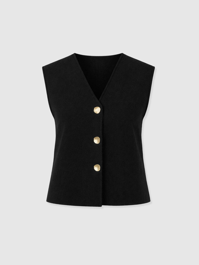 Maeva Knit Waistcoat - Black - Women's Jumpers | Saint + Sofia® UK