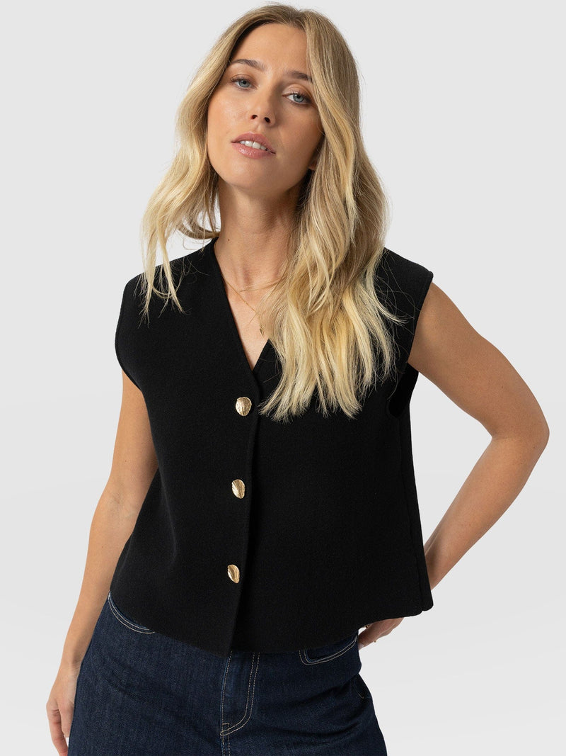 Maeva Knit Waistcoat - Black - Women's Jumpers | Saint + Sofia® UK