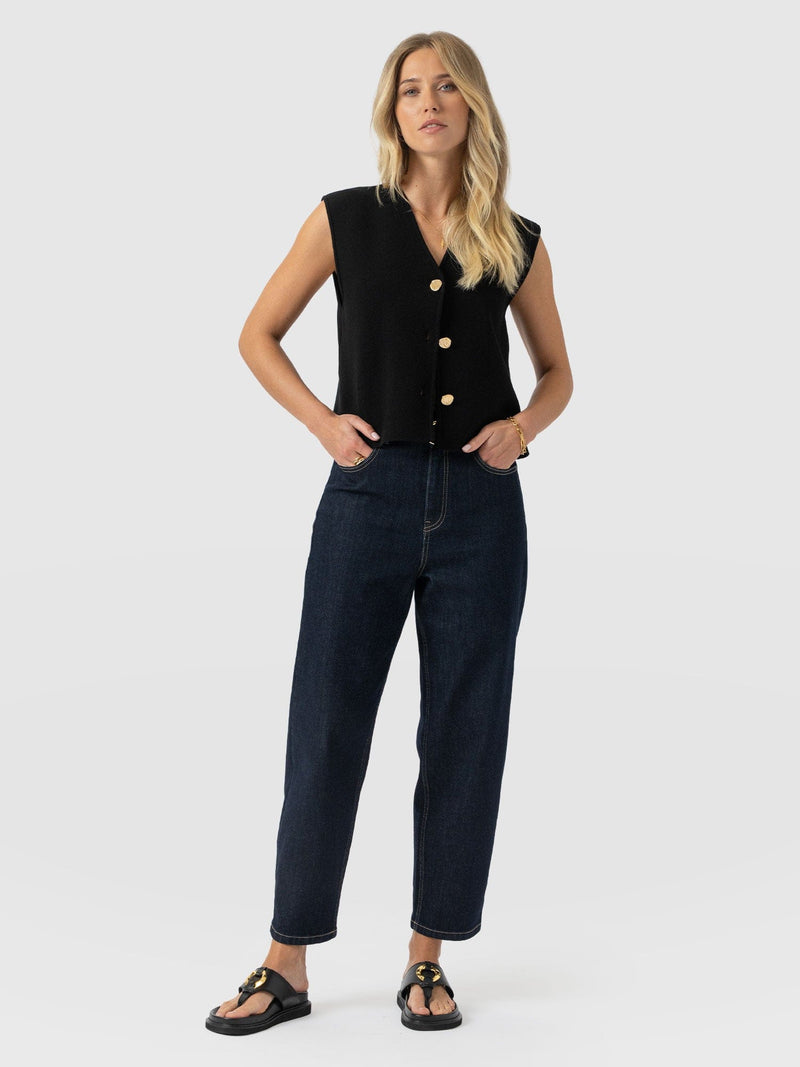 Maeva Knit Waistcoat - Black - Women's Jumpers | Saint + Sofia® UK