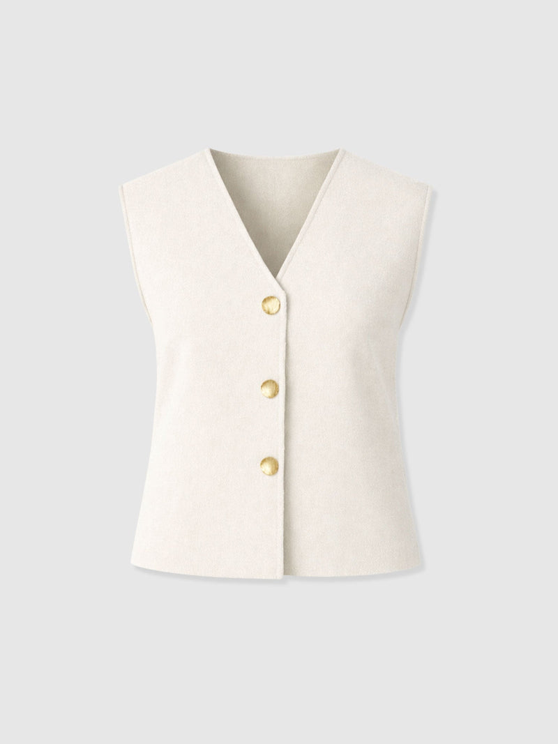 Maeva Knit Waistcoat - Cream - Women's Jumpers | Saint + Sofia® UK