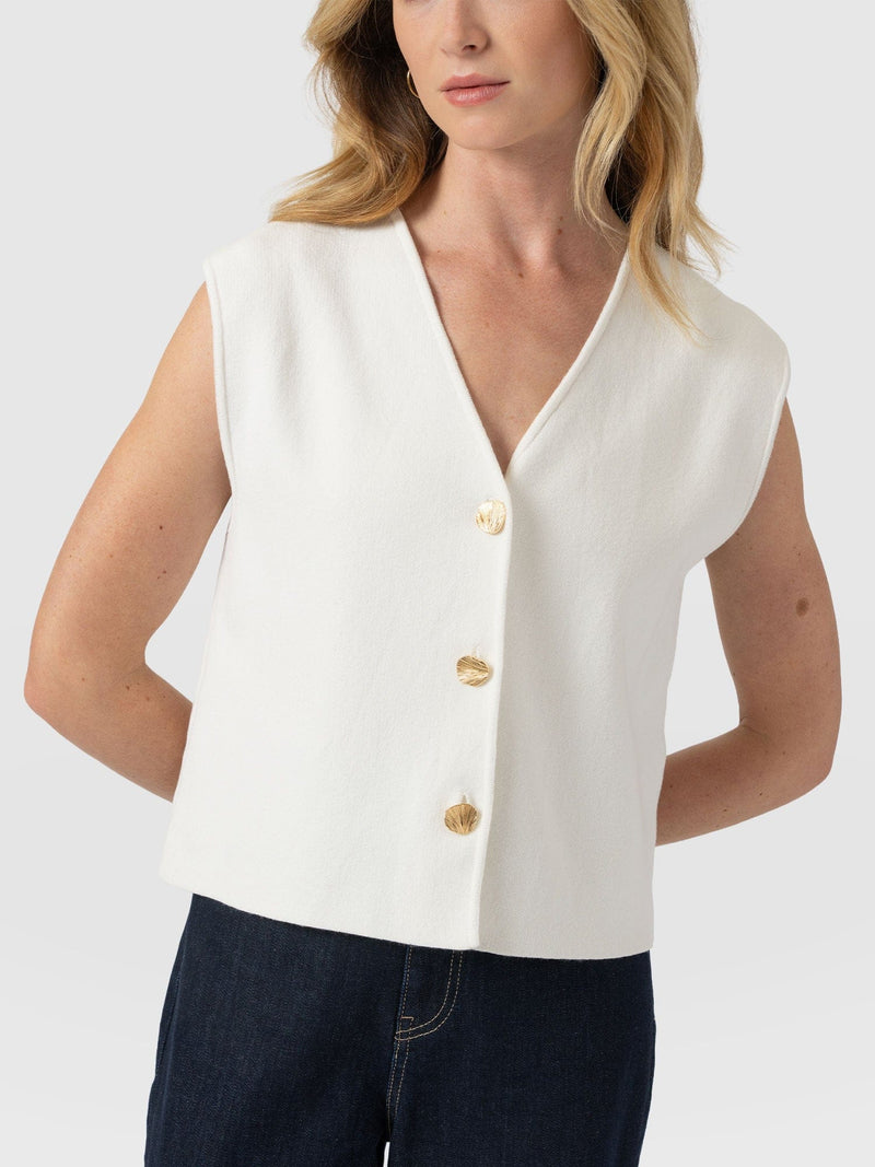 Maeva Knit Waistcoat - Cream - Women's Jumpers | Saint + Sofia® UK