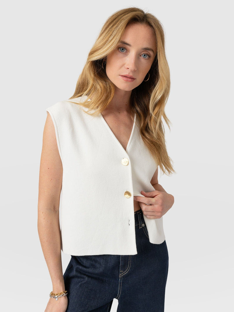Maeva Knit Waistcoat - Cream - Women's Jumpers | Saint + Sofia® UK