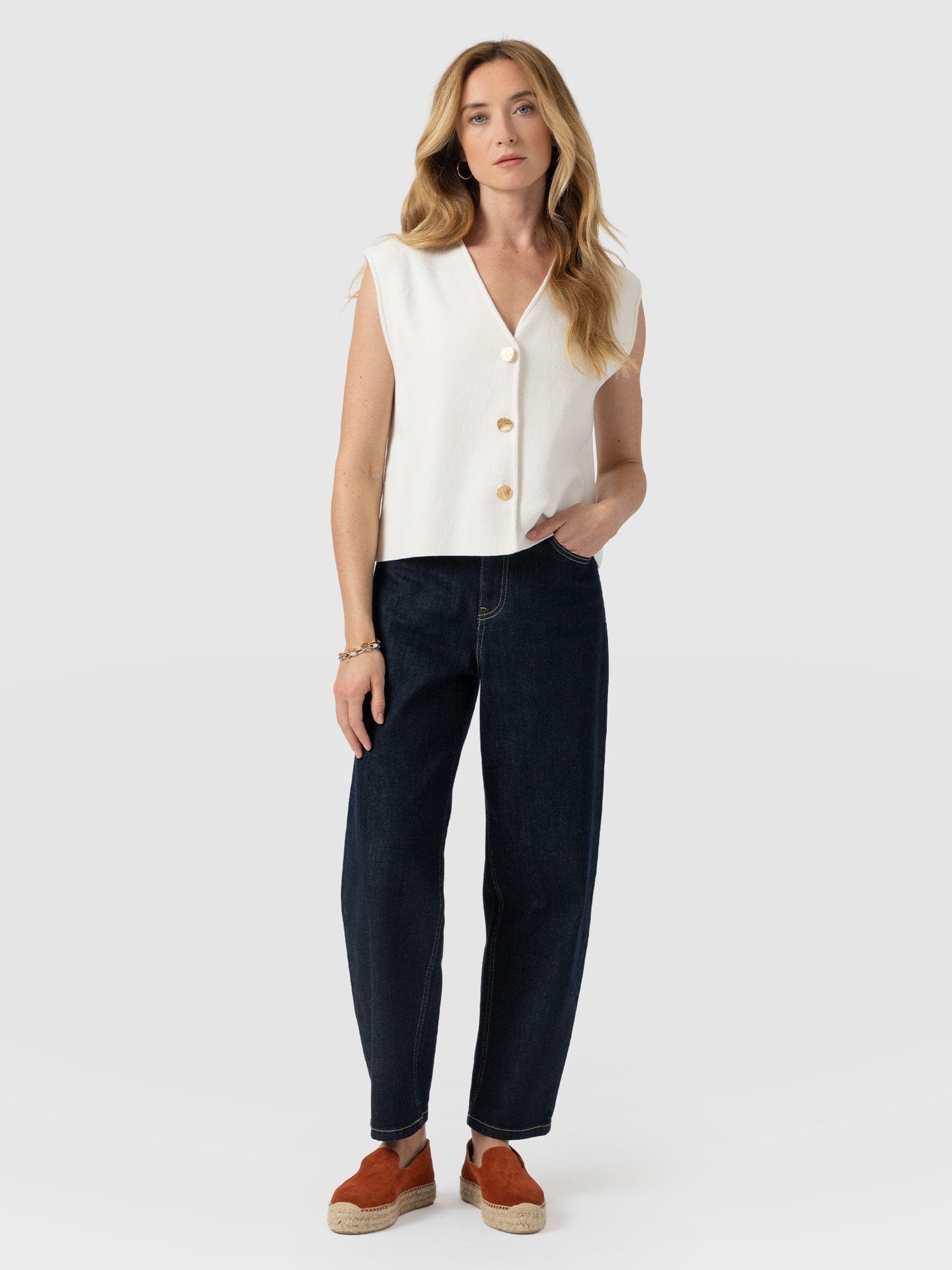 Maeva Knit Waistcoat - Cream - Women's Jumpers | Saint + Sofia® UK