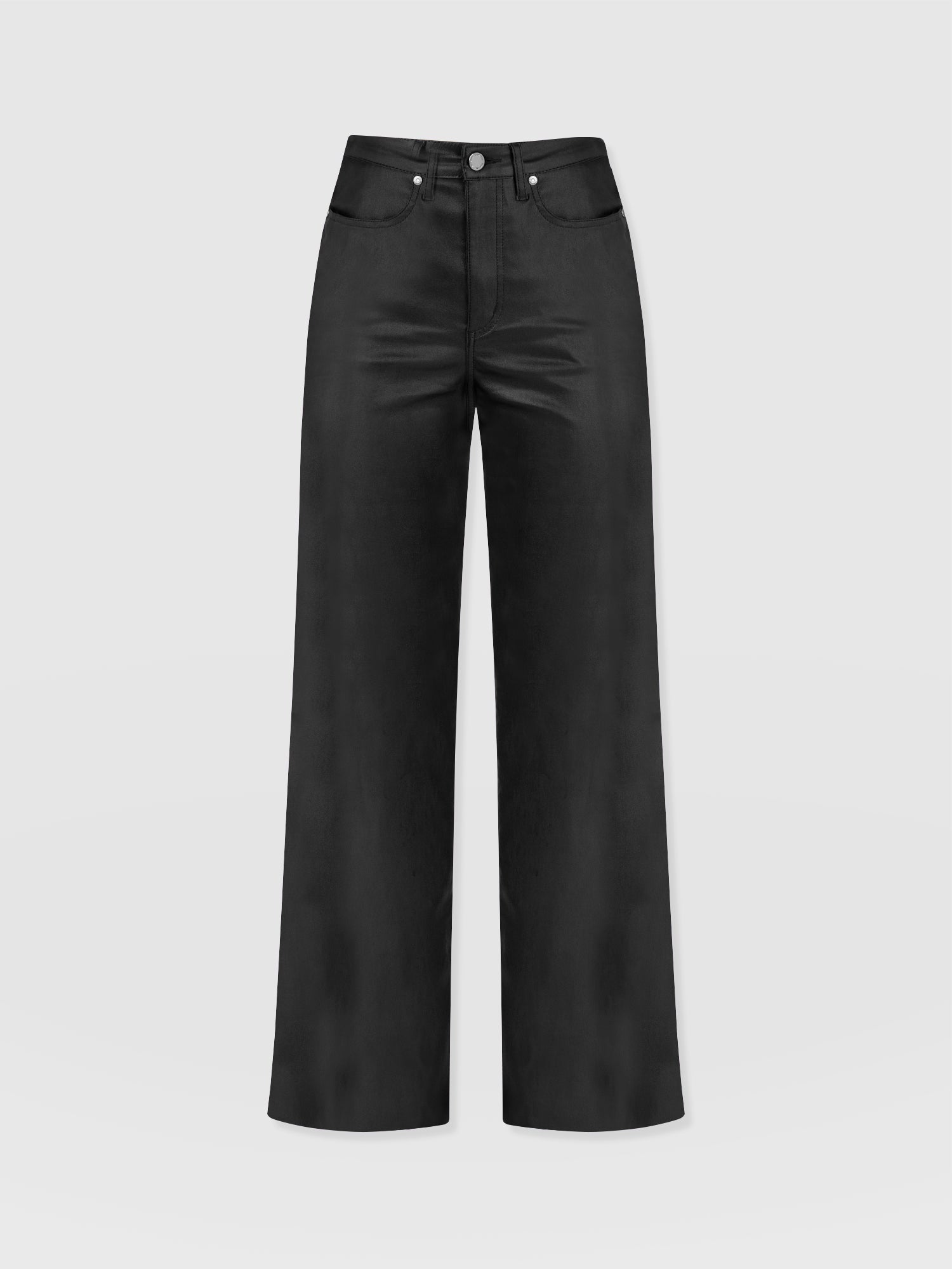 Maeve Wide Leg Pant - Black Coated - Women's Trousers | Saint + Sofia® UK