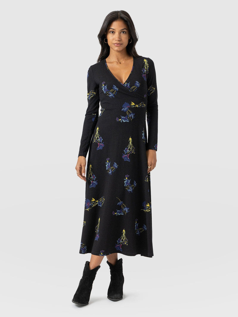 Maggie Wrap Dress Blue Lily Gardens - Women's Dresses | Saint + Sofia® UK