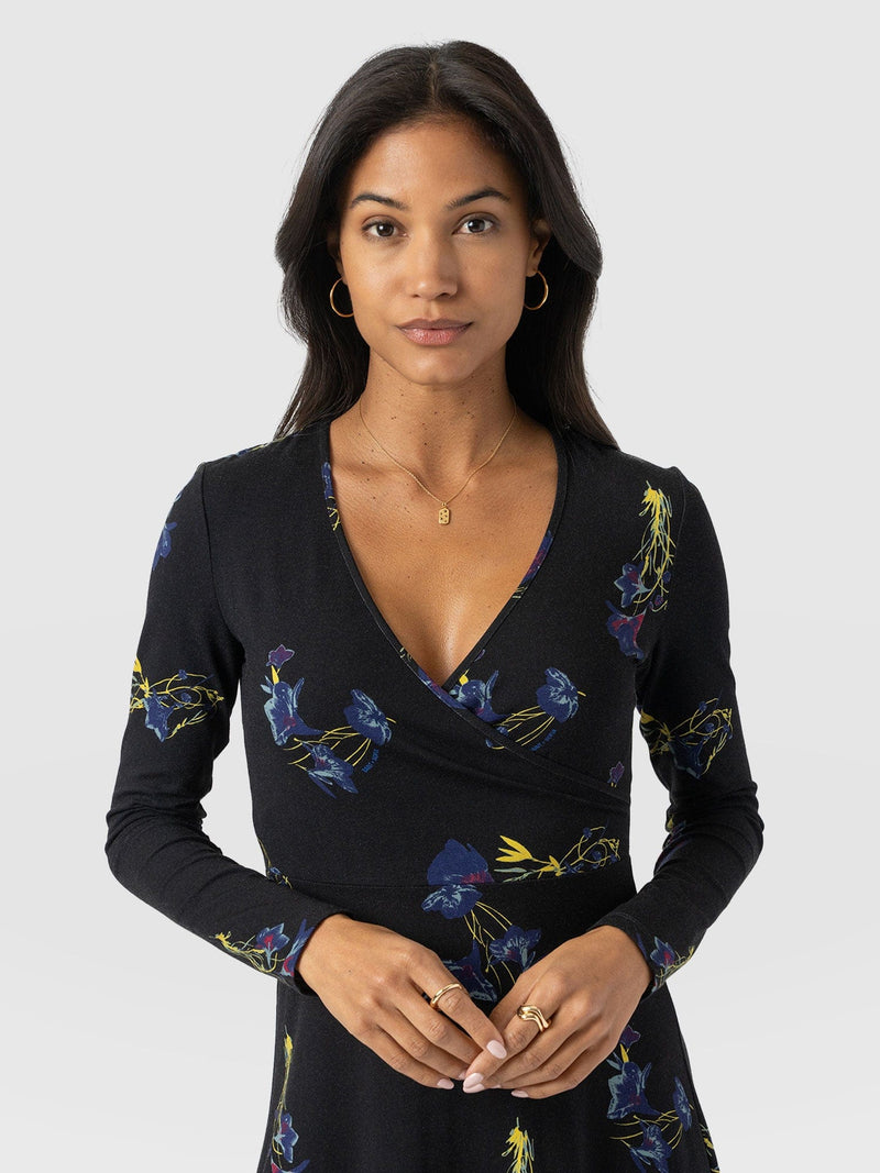 Maggie Wrap Dress Blue Lily Gardens - Women's Dresses | Saint + Sofia® UK
