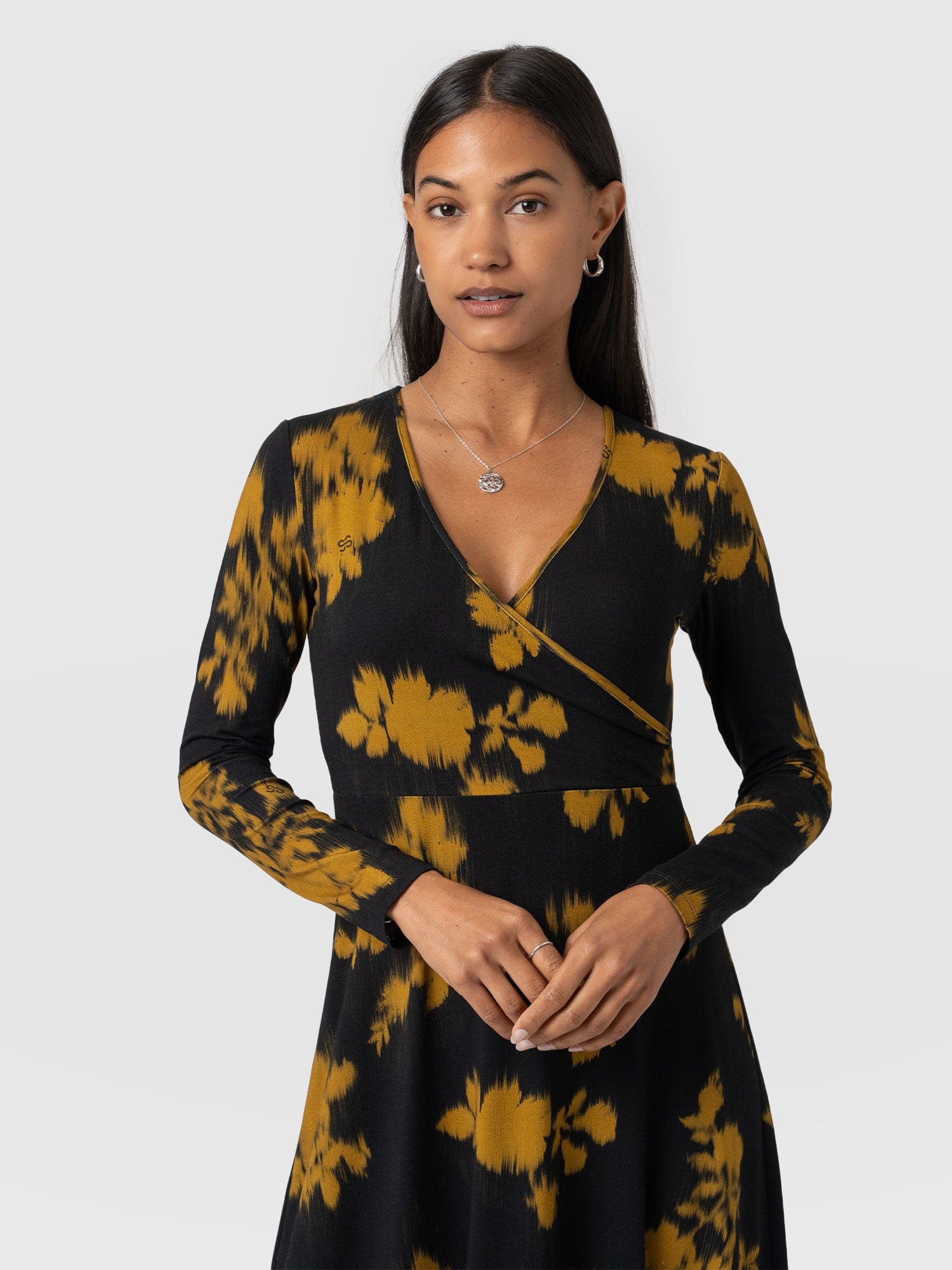 Maggie Wrap Midi Dress Yellow Fade Floral - Women's Dresses | Saint + Sofia® UK