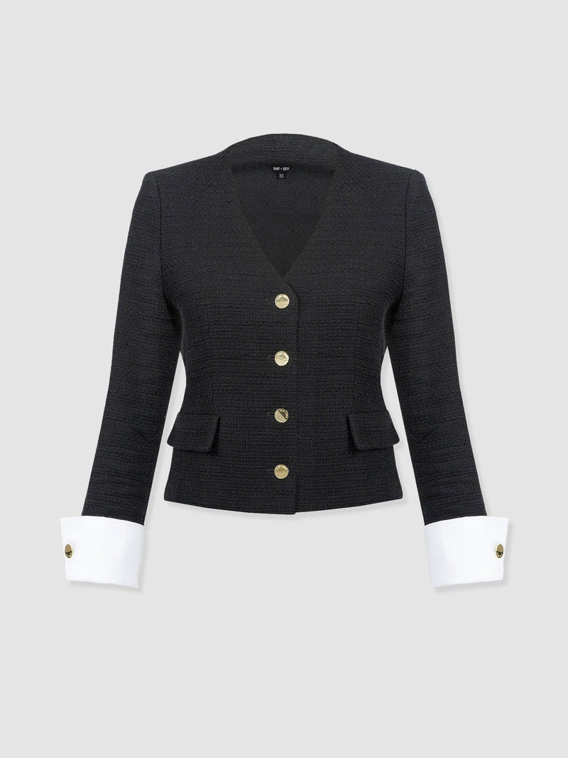 Margot V Neck Jacket - Black - Women's Jackets | Saint + Sofia? UK