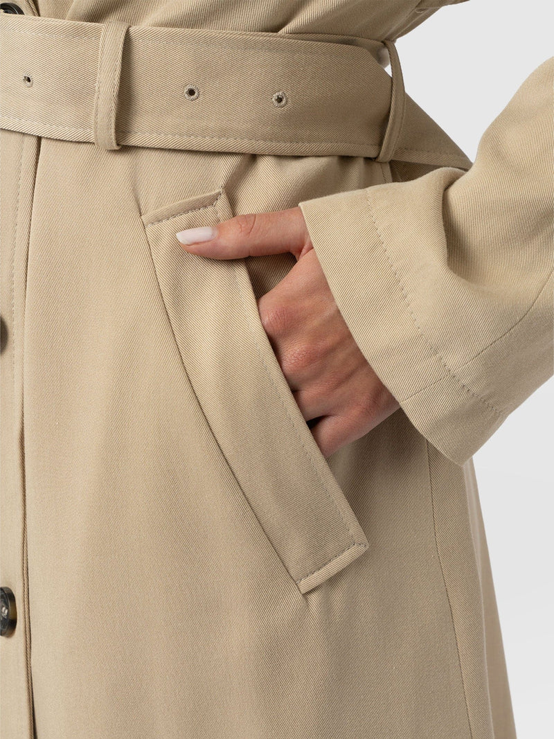 Marion Double Breasted Trench Beige - Women's Overcoats | Saint + Sofia® UK