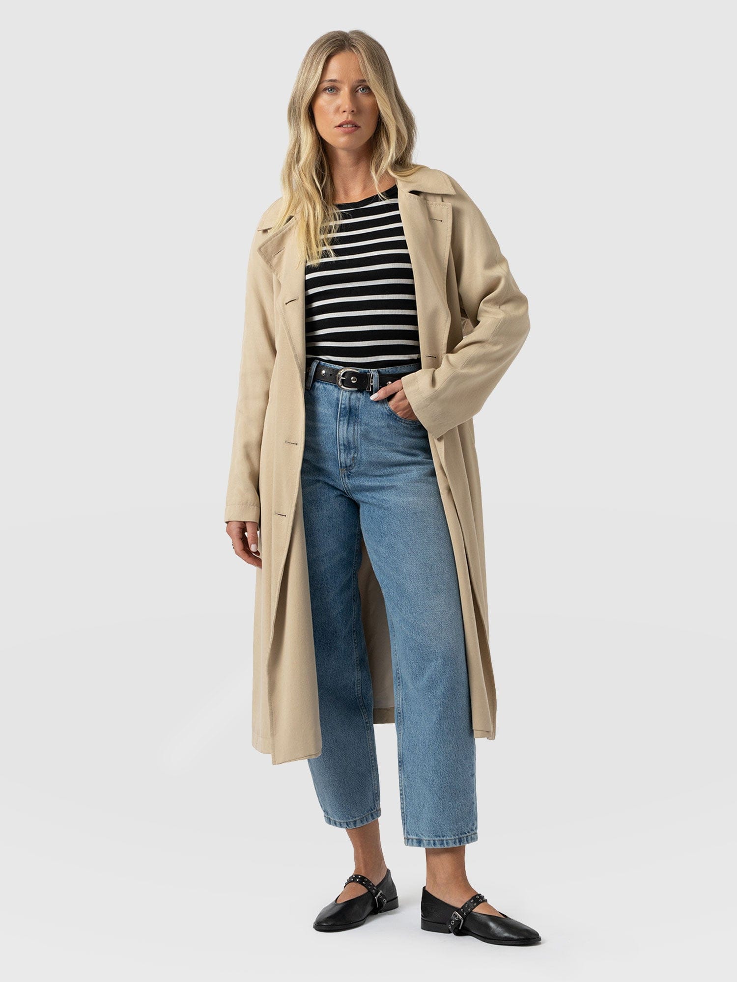 Marion Double Breasted Trench Beige - Women's Overcoats | Saint + Sofia® UK