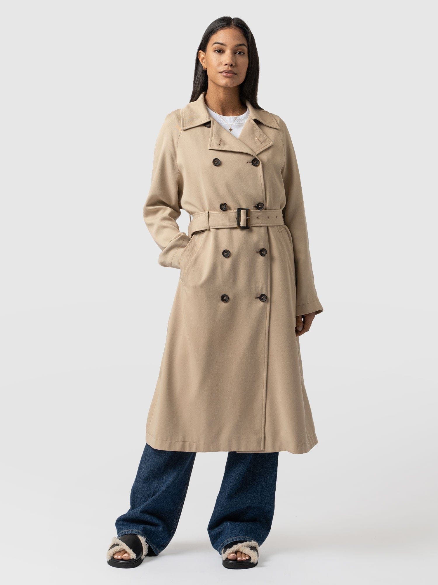 Marion Double Breasted Trench Beige
