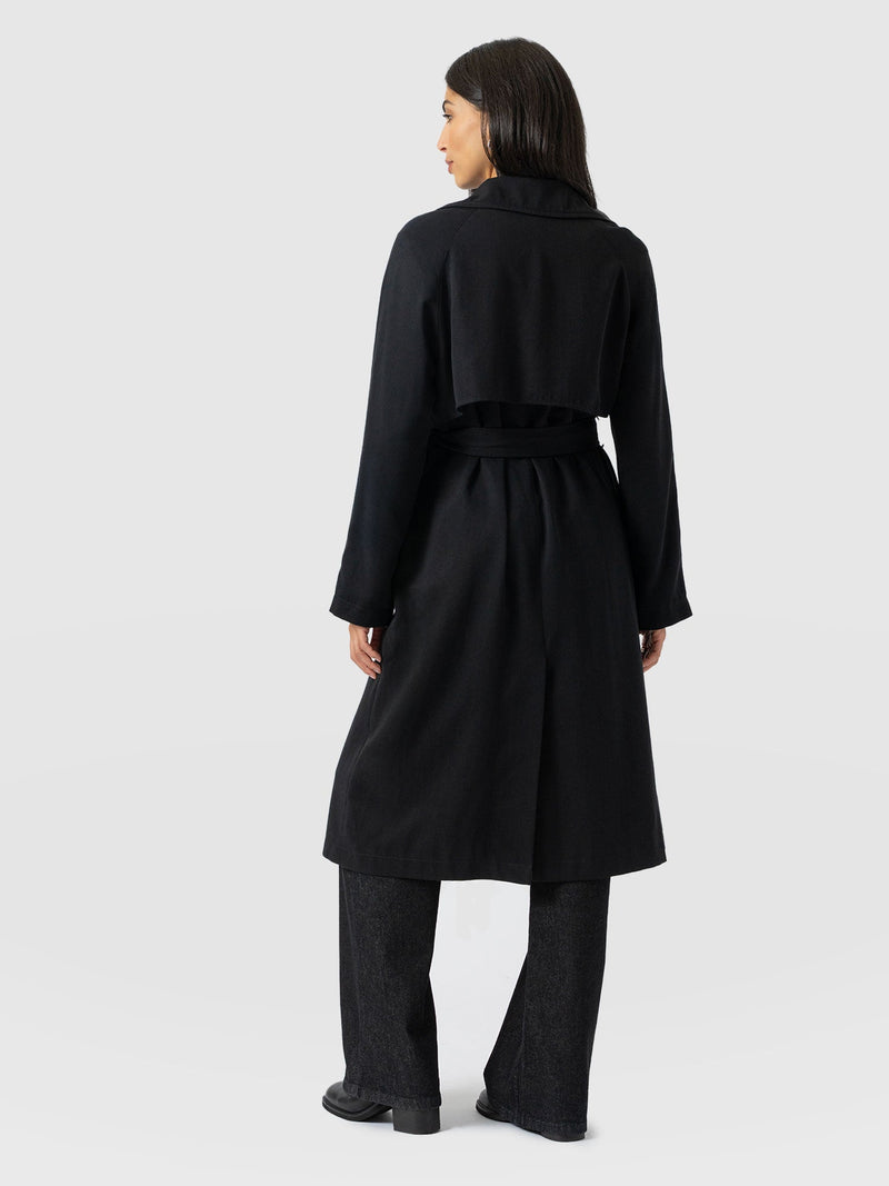Marion Double Breasted Trench Black - Women's Overcoats | Saint + Sofia® UK