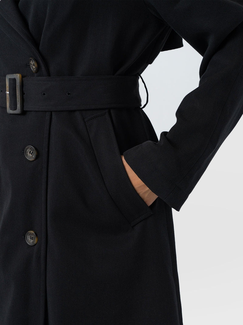 Marion Double Breasted Trench Black - Women's Overcoats | Saint + Sofia® UK