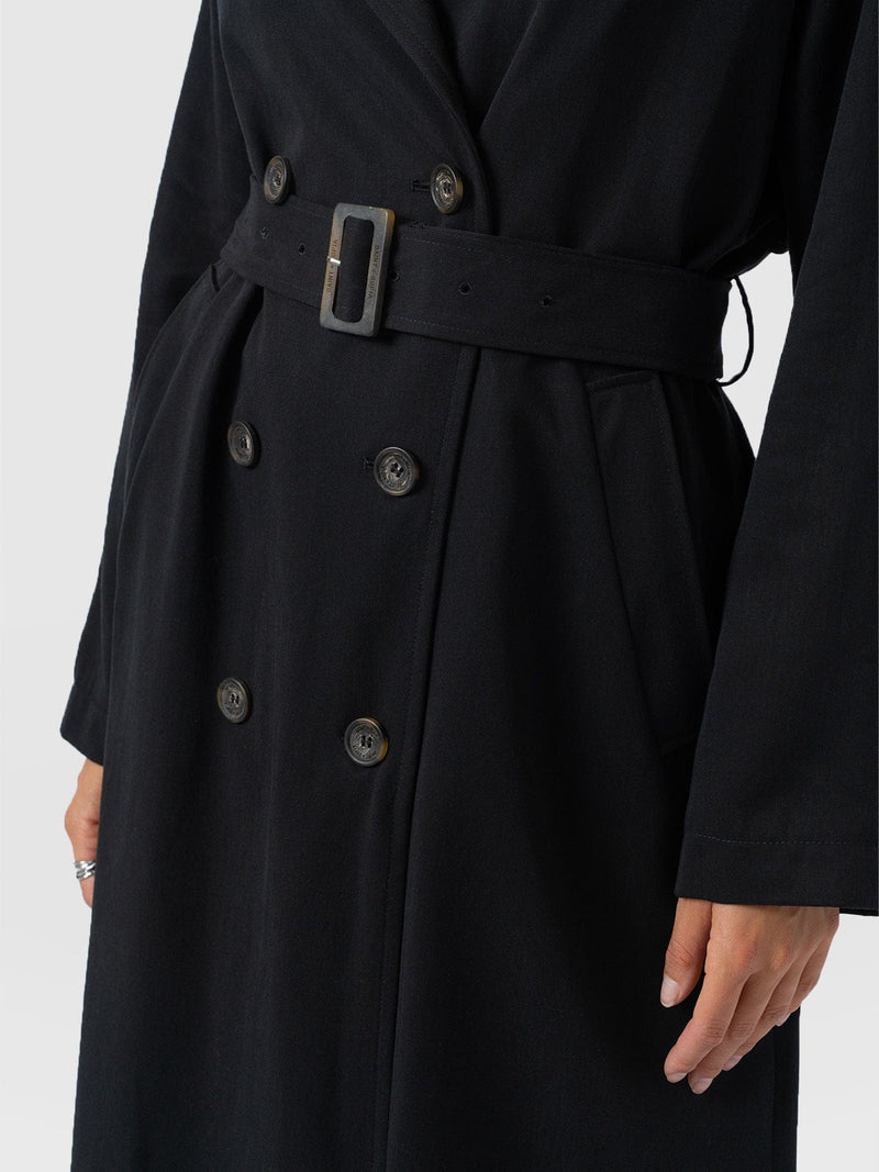 Marion Double Breasted Trench Black - Women's Overcoats | Saint + Sofia® UK