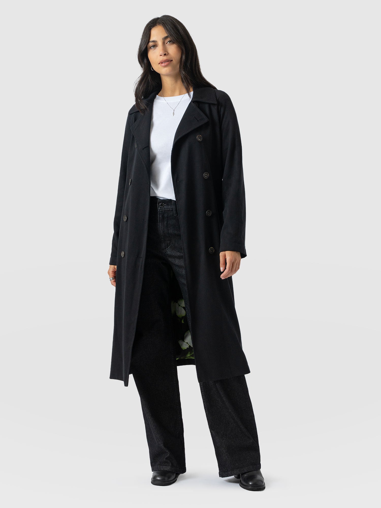 Marion Double Breasted Trench Black - Women's Overcoats | Saint + Sofia® UK