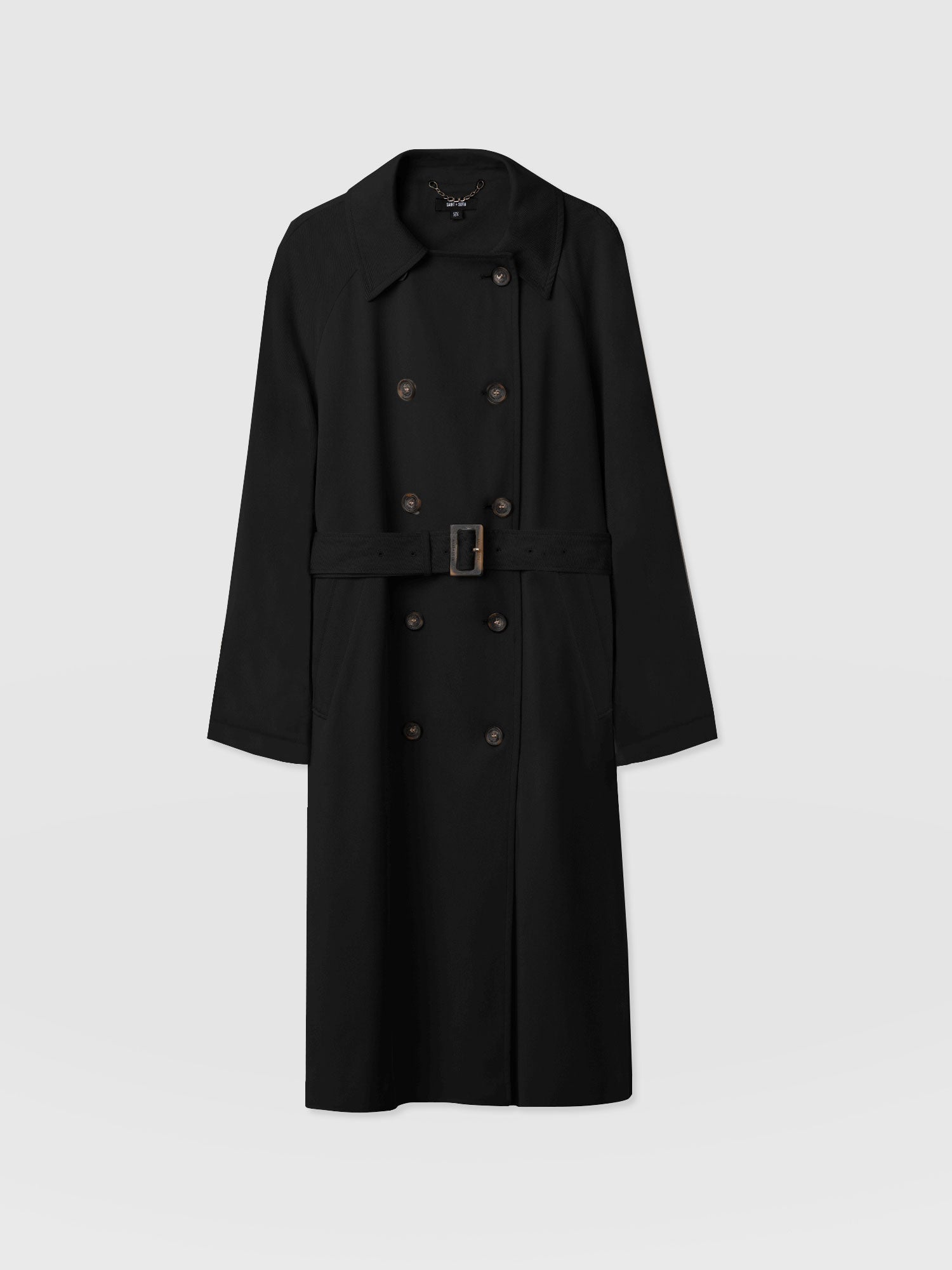 Marion Double Breasted Trench Black - Women's Overcoats | Saint + Sofia® UK