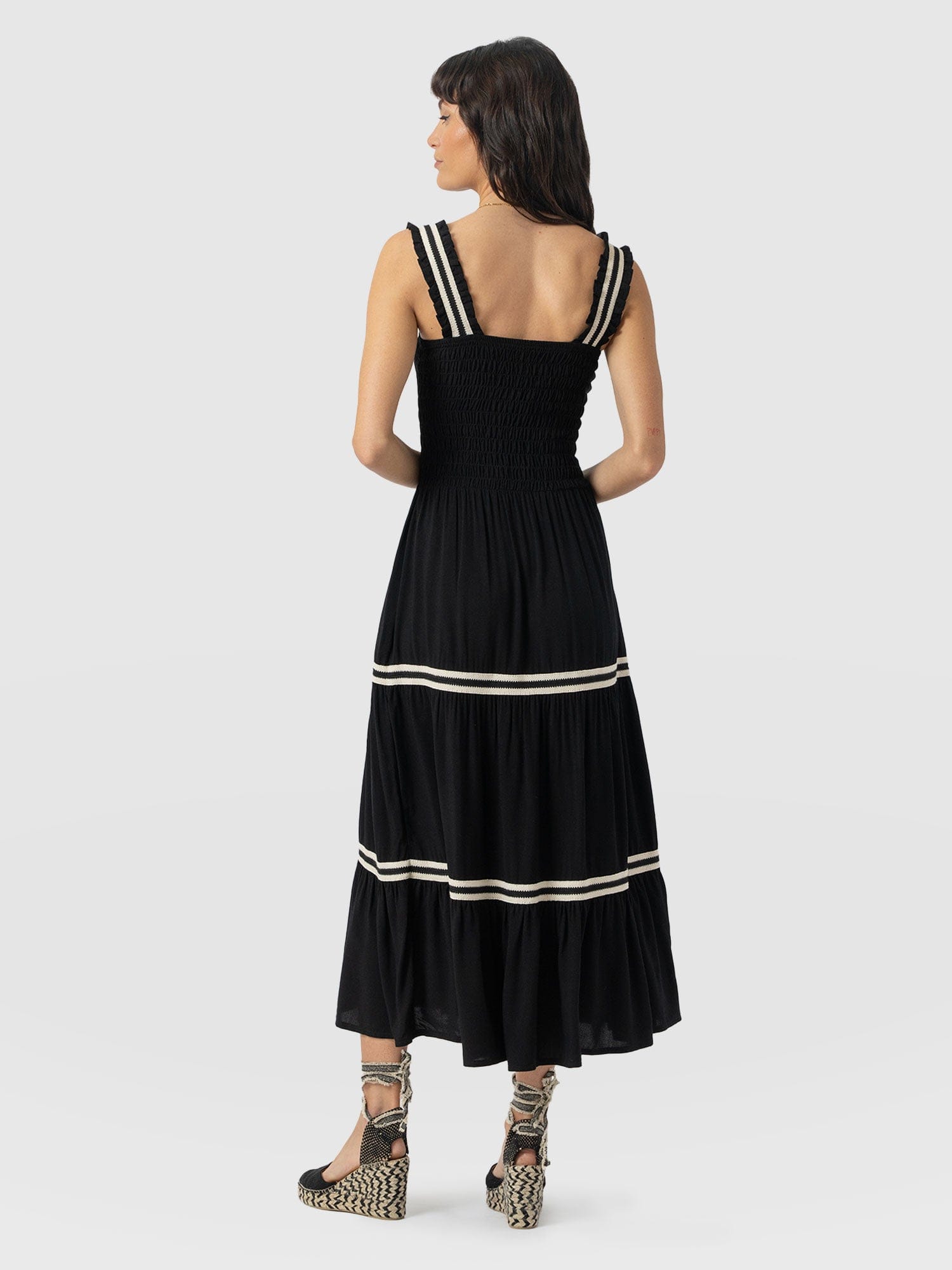 Maya Shirring Dress - Black - Women's Dresses | Saint and Sofia® UK