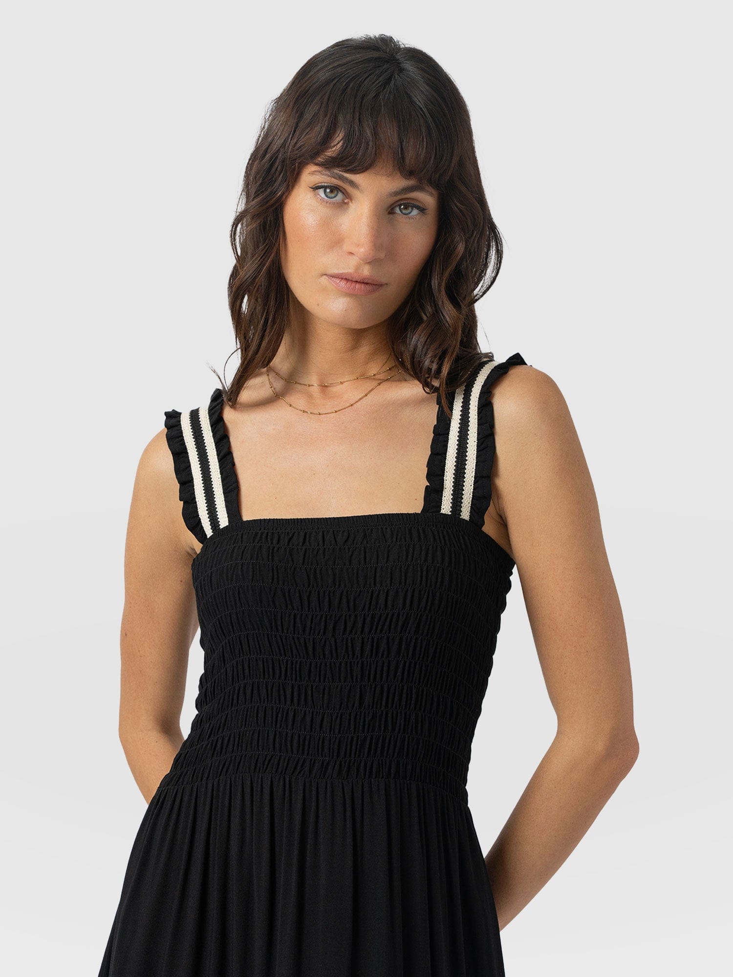 Maya Shirring Dress - Black - Women's Dresses | Saint and Sofia® UK